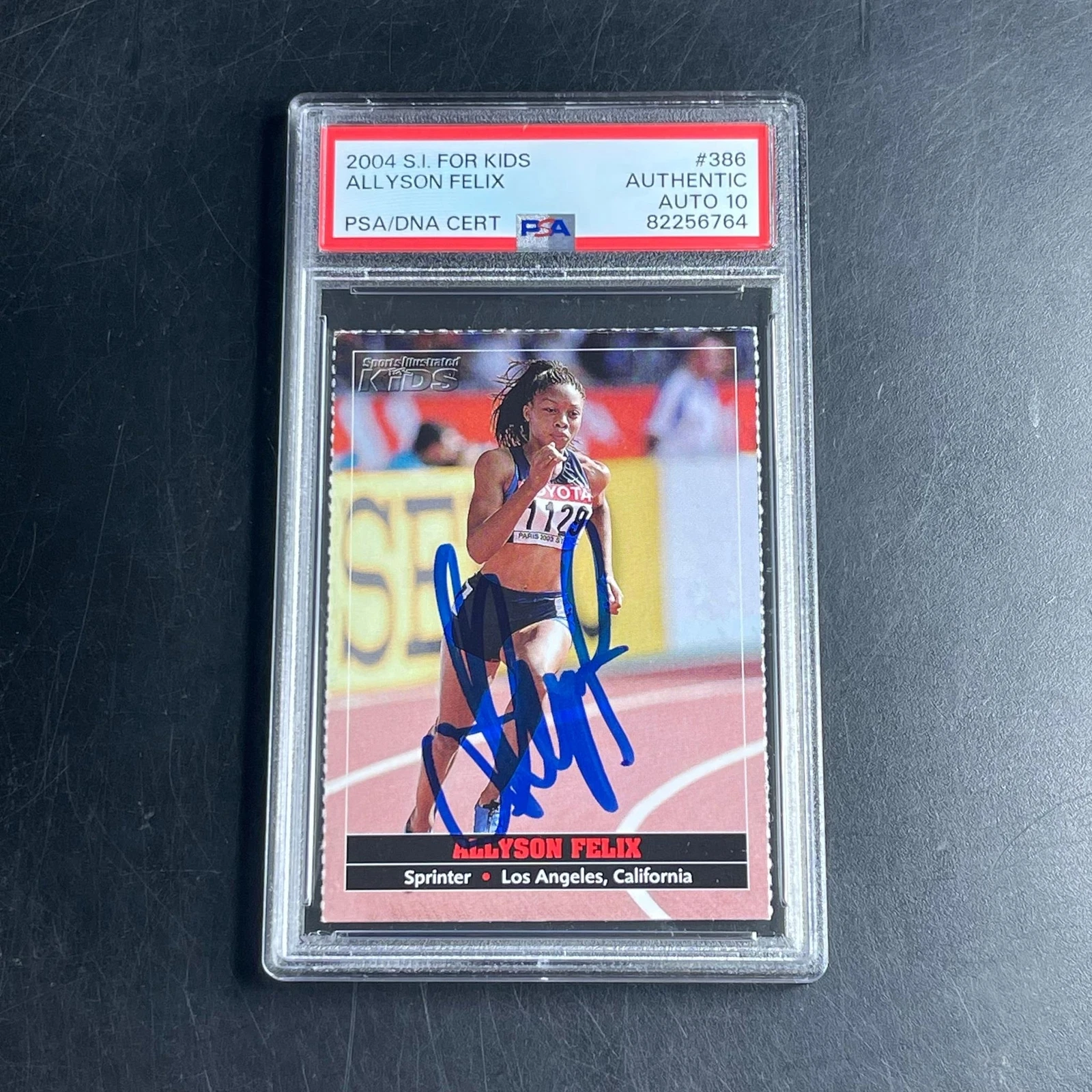 2004 S.I. For Kids #386 Allyson Felix Signed Card PSA Slabbed Auto 10 USA