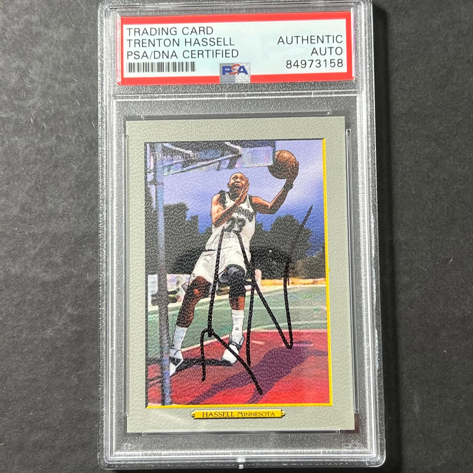 2006-07 Topps Turkey Red #128 Trenton Hassell Signed Card AUTO PSA Slabbed Minne