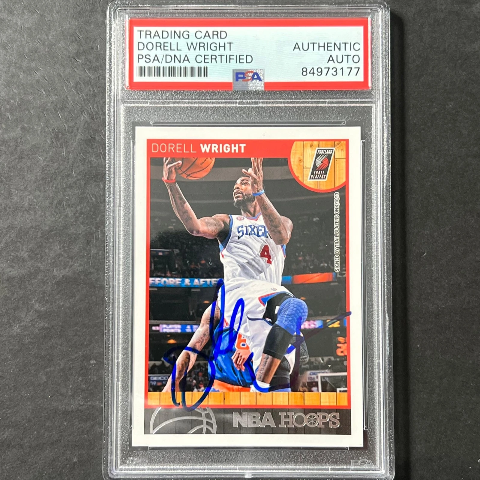 2013-14 Panini Hoops #194 Dorell Wright Signed Card AUTO PSA Slabbed Trail Blaze