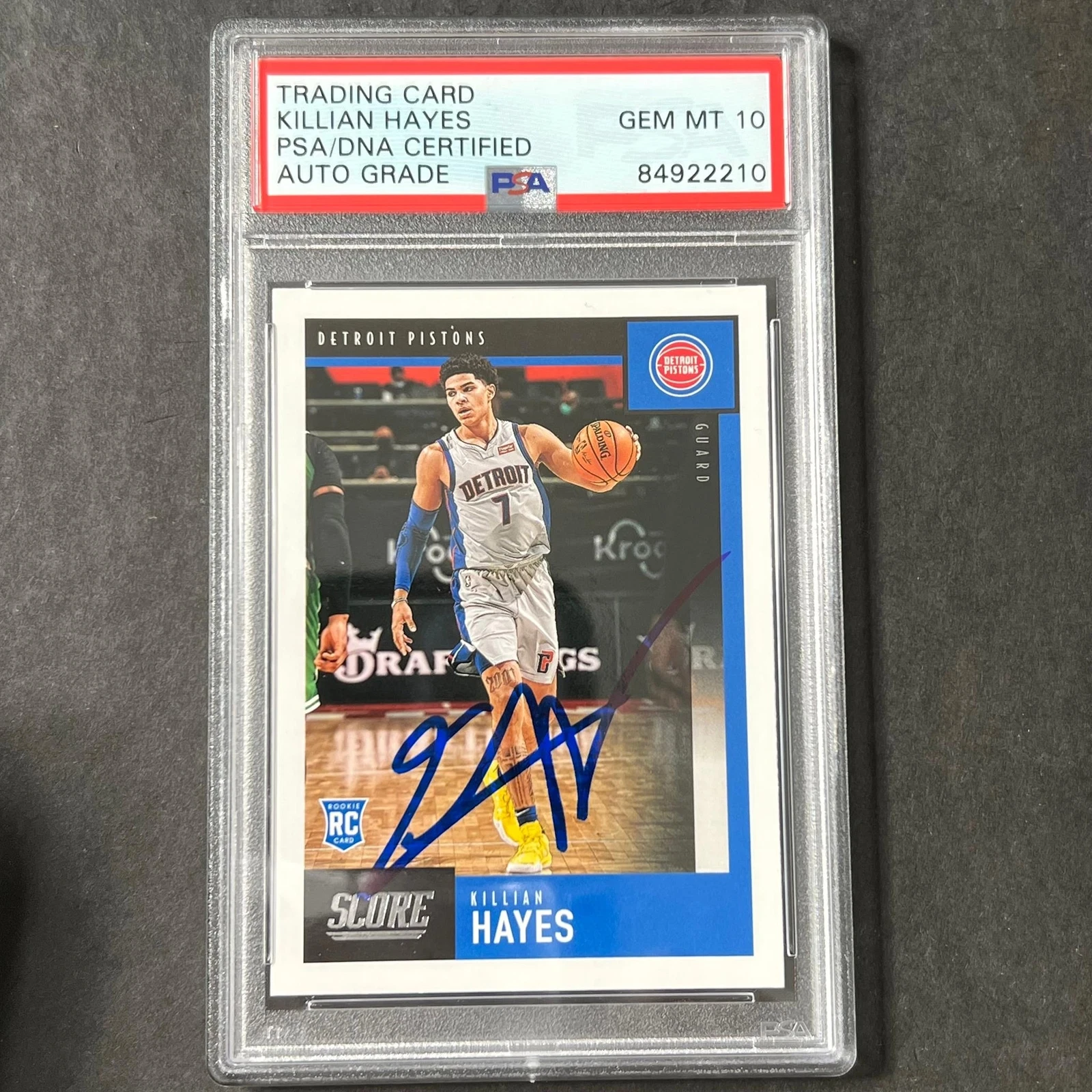 2020-21 Panini Chronicles Score #611 Killian Hayes Signed Card AUTO 10 PSA Slabb