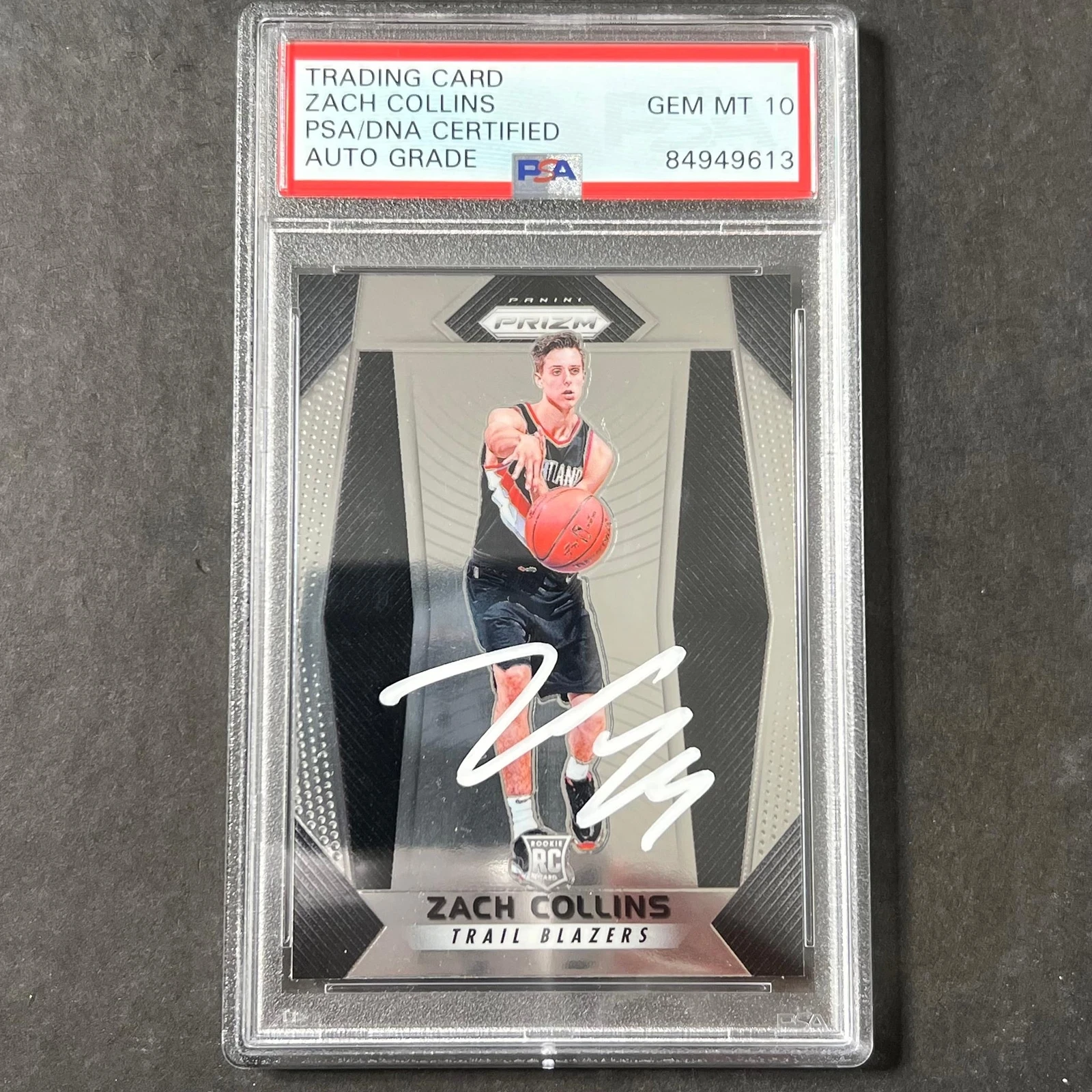 2017-18 Panini Prizm #144 ZACH COLLINS Signed Card AUTO 10 PSA Slabbed RC Blazer
