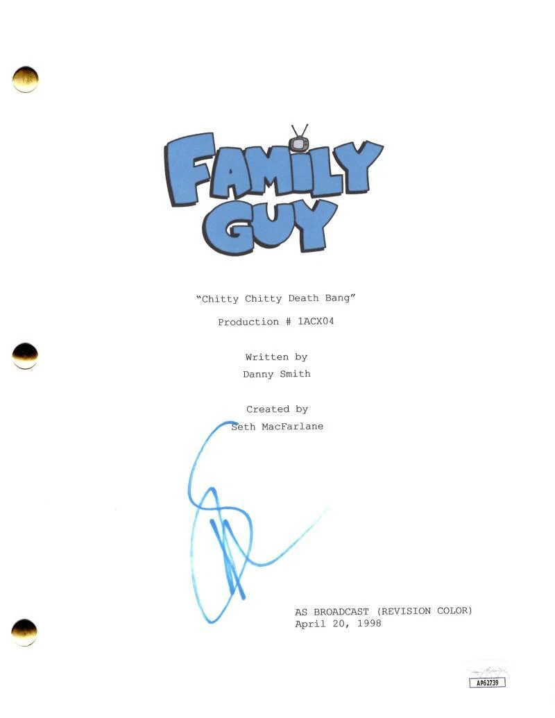 Seth MacFarlane Signed Autograph Family Guy Full Script Screenplay w/ JSA COA