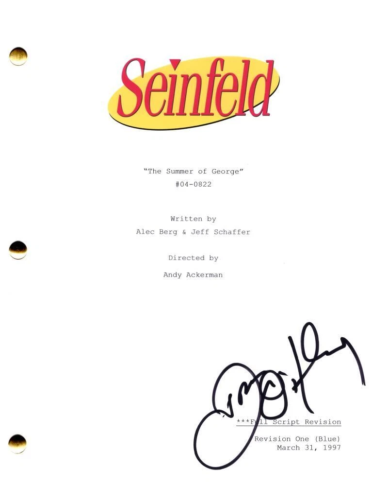 John O'Hurley Signed Autograph Seinfeld Full Script Screenplay as J. Peterman