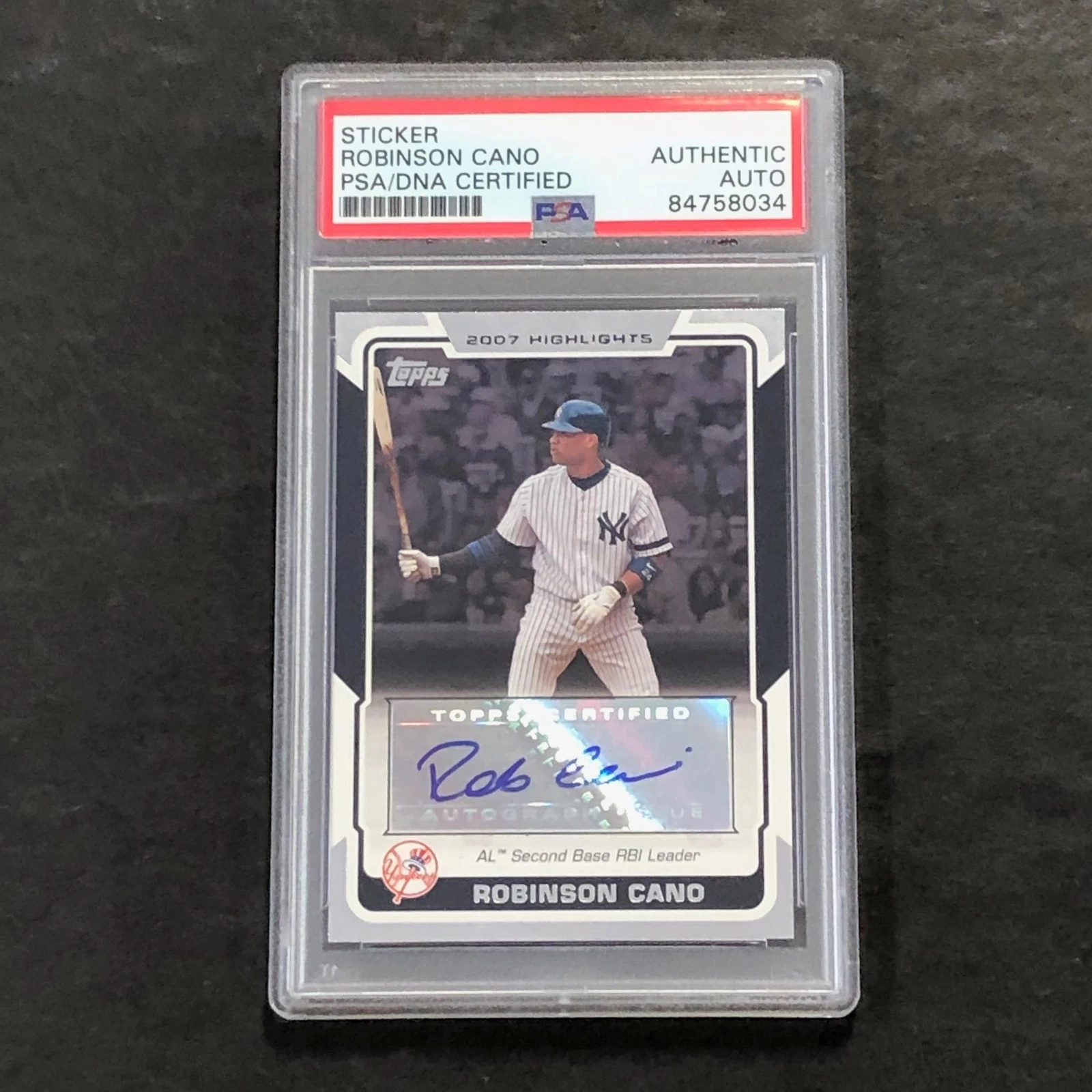 2008 Topps Highlights #HA-RC Robinson Cano Signed Sticker PSA Slabbed Auto Yanke