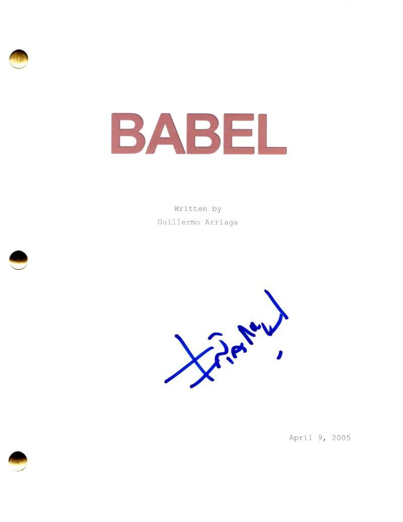 Alejandro Inarritu Signed Autograph Babel Movie Script Screenplay w/ Brad Pitt