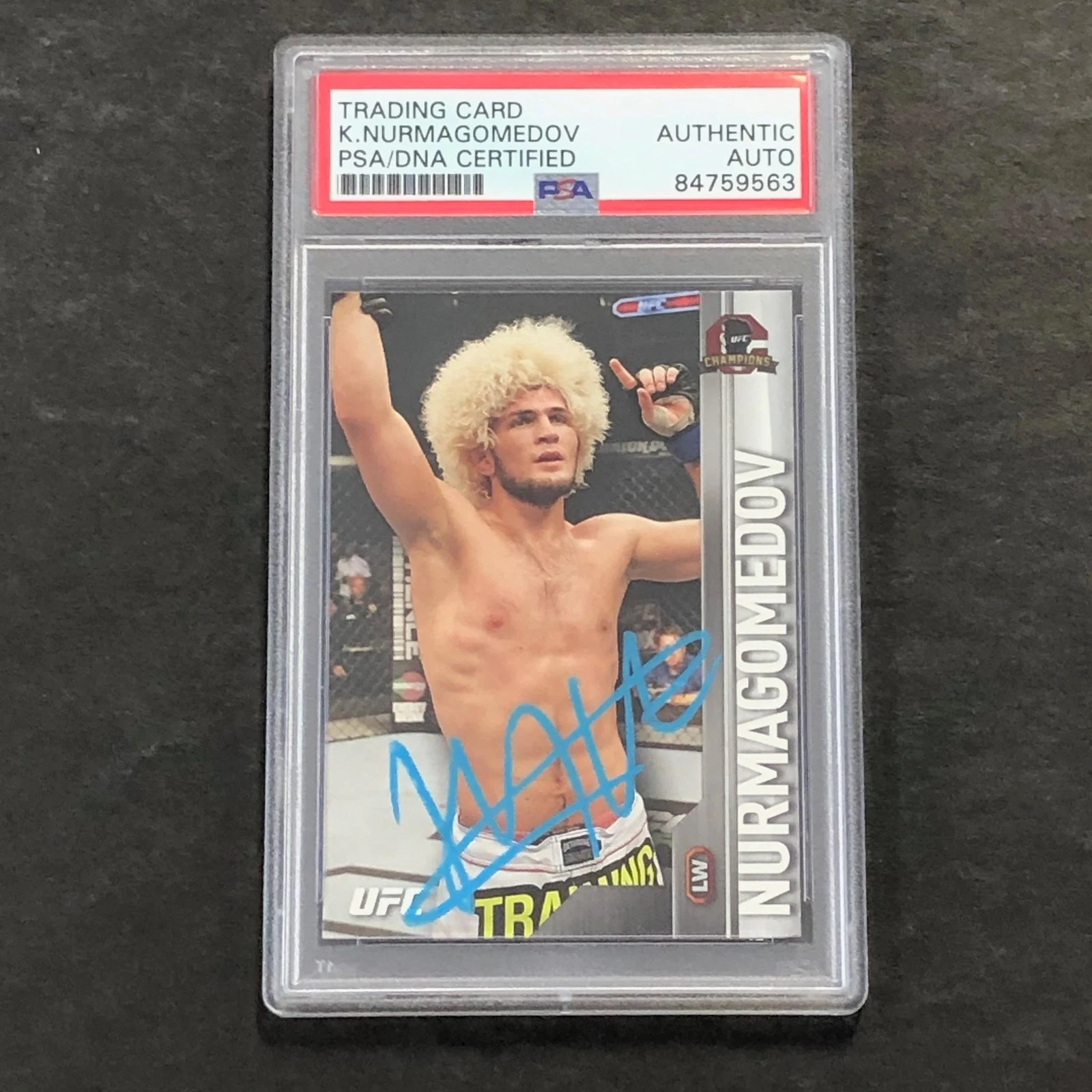 2015 Topps UFC Champions #104 Khabib Nurmagomedov Signed Card AUTO PSA Slabbed