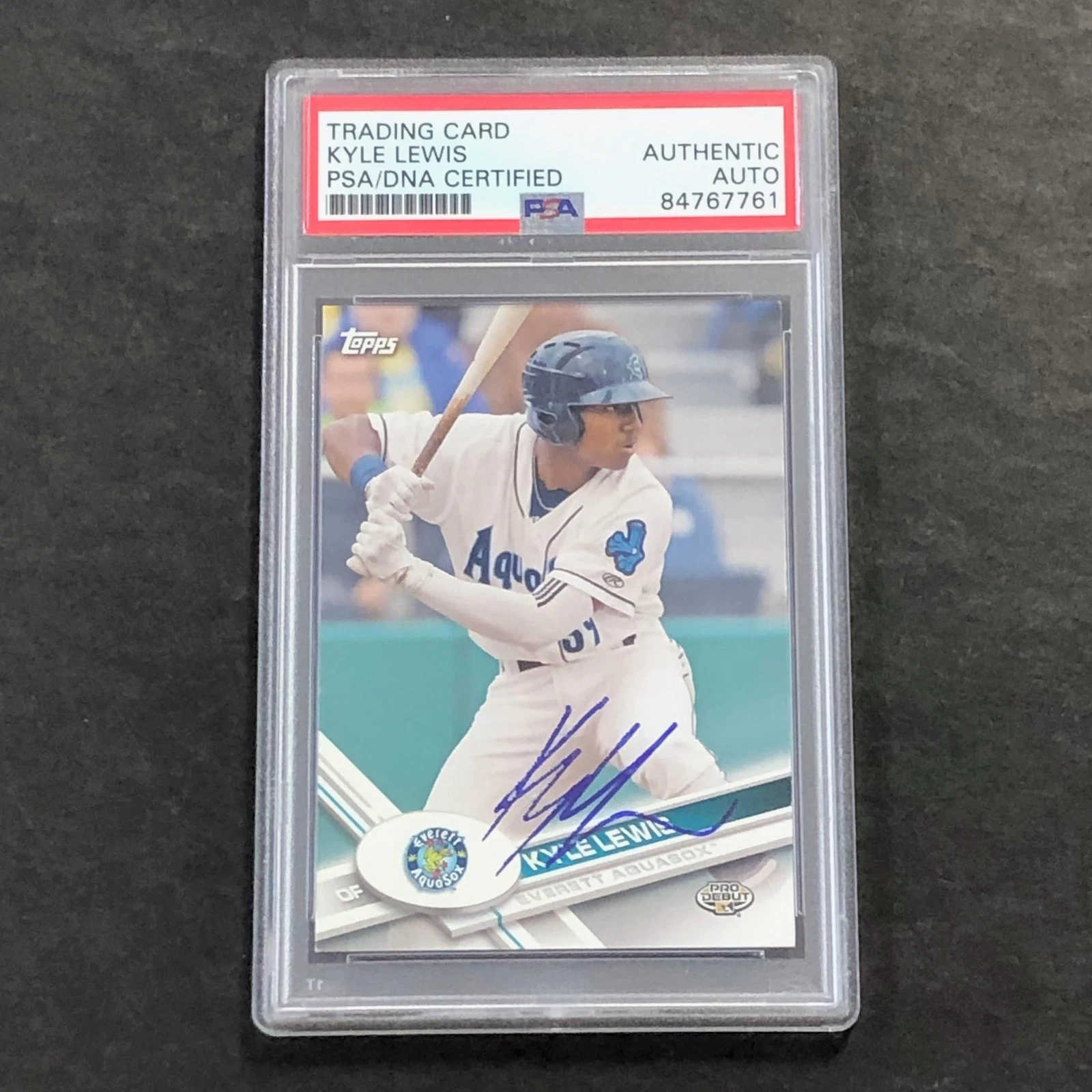 2017 Topps Pro Debut #83 Kyle Lewis Signed Card AUTO PSA Slabbed Aquasox