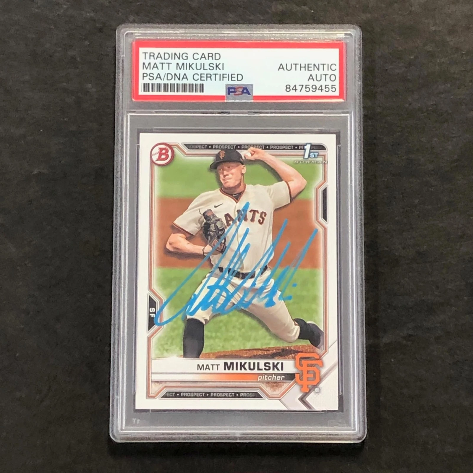 2021 Bowman Draft #BD-179 Matt Mikulski Signed Card PSA Slabbed Auto Giants