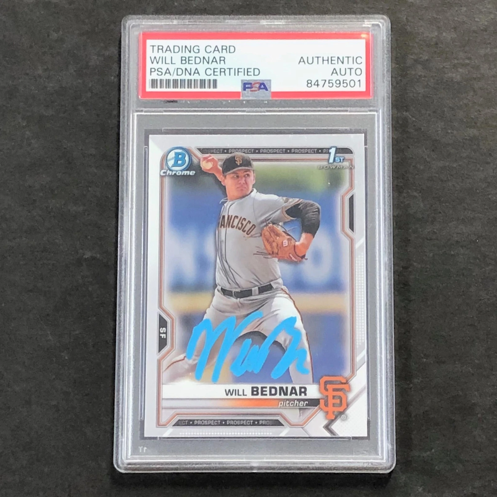 2021 Bowman Draft #BDC-197 Will Bednar Signed Card PSA Slabbed Auto Giants