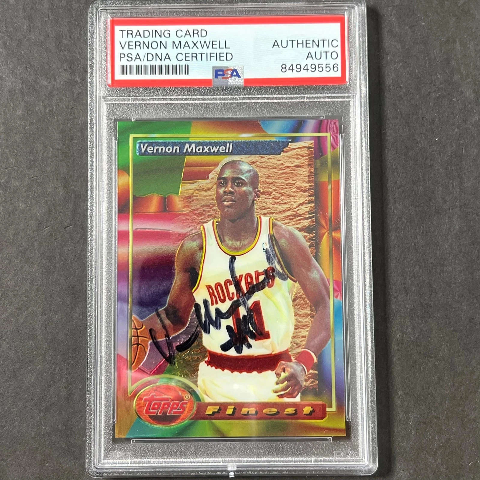 1992-93 Topps Finess #147 Vernon Maxwell Signed Card AUTO PSA Slabbed Rockets