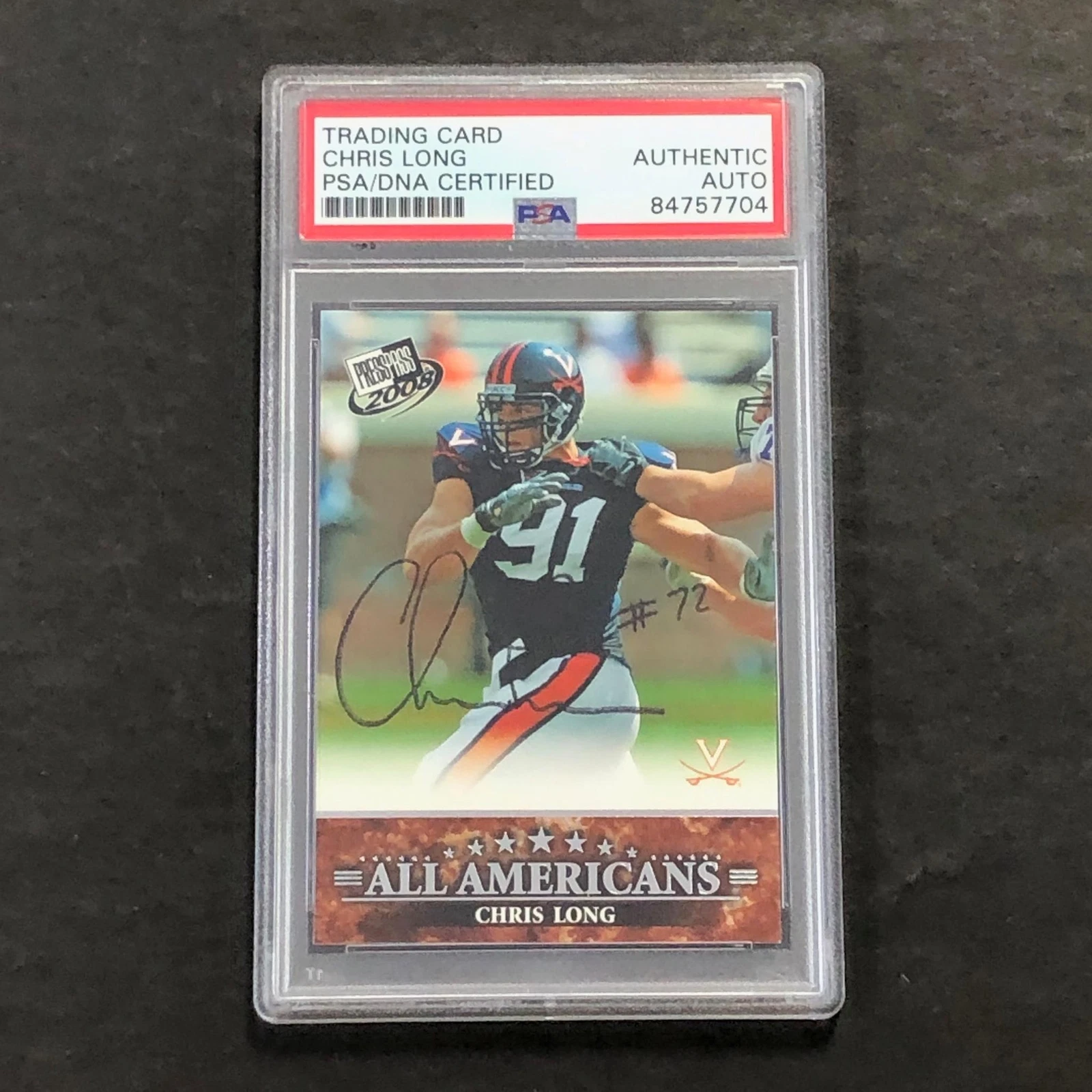 2008 Press Pass #80 Chris Long Signed Card AUTO PSA Slabbed