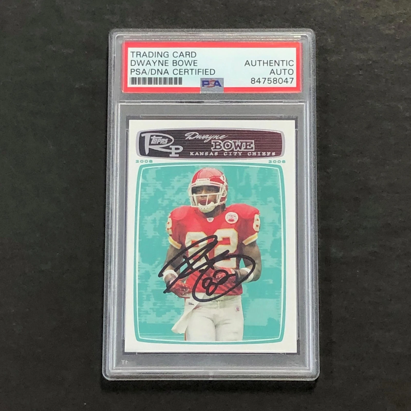 2008 Topps Rookie Progression #39 Dwayne Bowe signed Card Slabbed AUTO PSA/DNA K