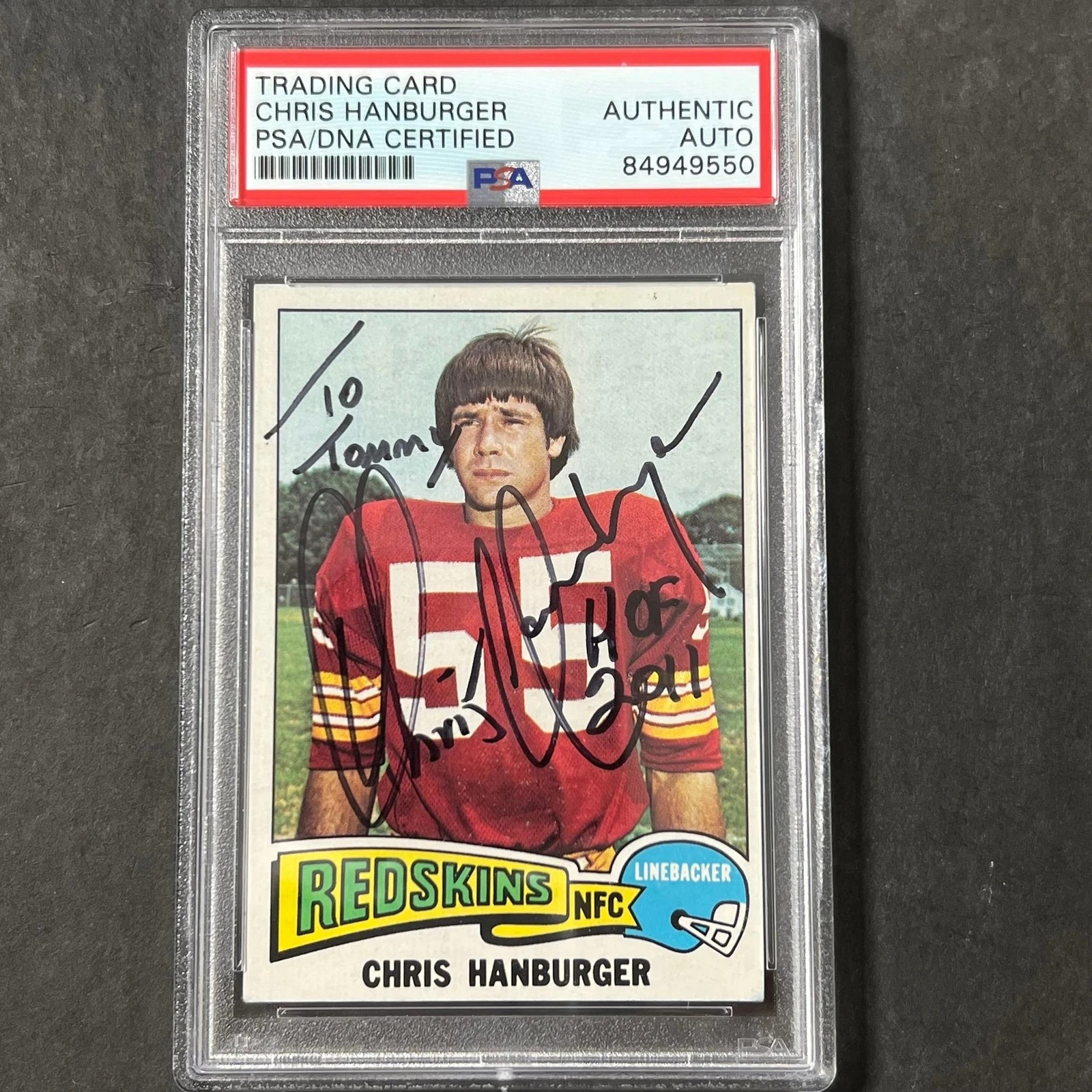 1974 TOPPS #419 CHRIS HANBURGER SIGNED CARD AUTO PSA SLABBED WASHINGTON FOOTBALL COLLECTIBLE MEMORABILIA