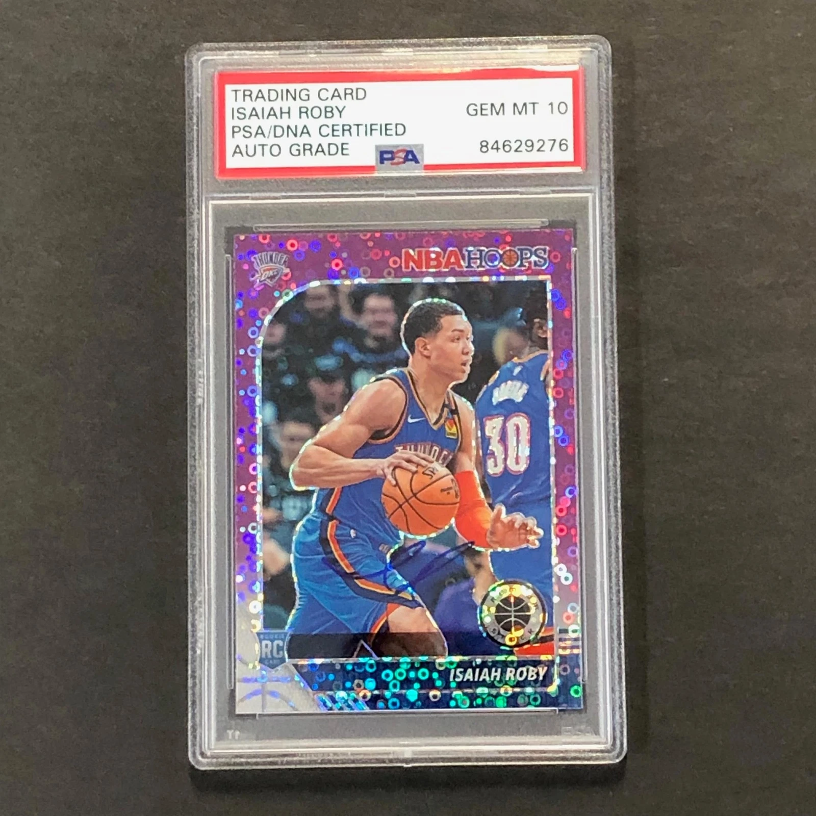 2019-20 Panini Hoops Premium Stock #234 Isaiah Roby Signed Card PSA Slabbed AUTO