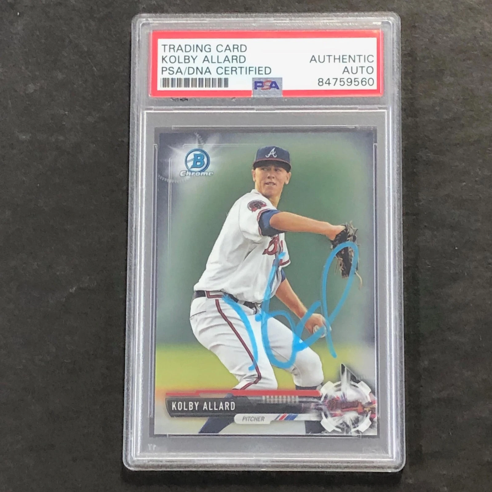 2017 Bowman Chrome Prospects #BCP47 Kolby Allard Signed Card AUTO PSA Slabbed Br