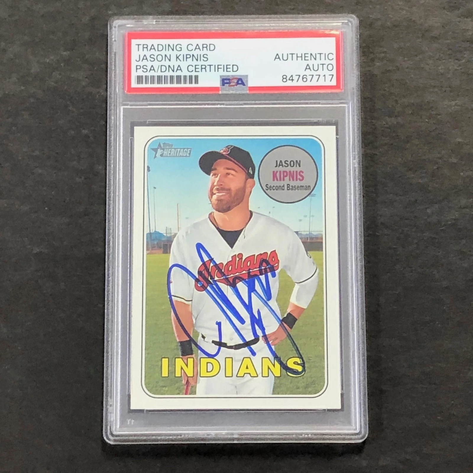 2018 Topps Heritage #199 Jason Kipnis Signed Card PSA Slabbed Auto Cleveland