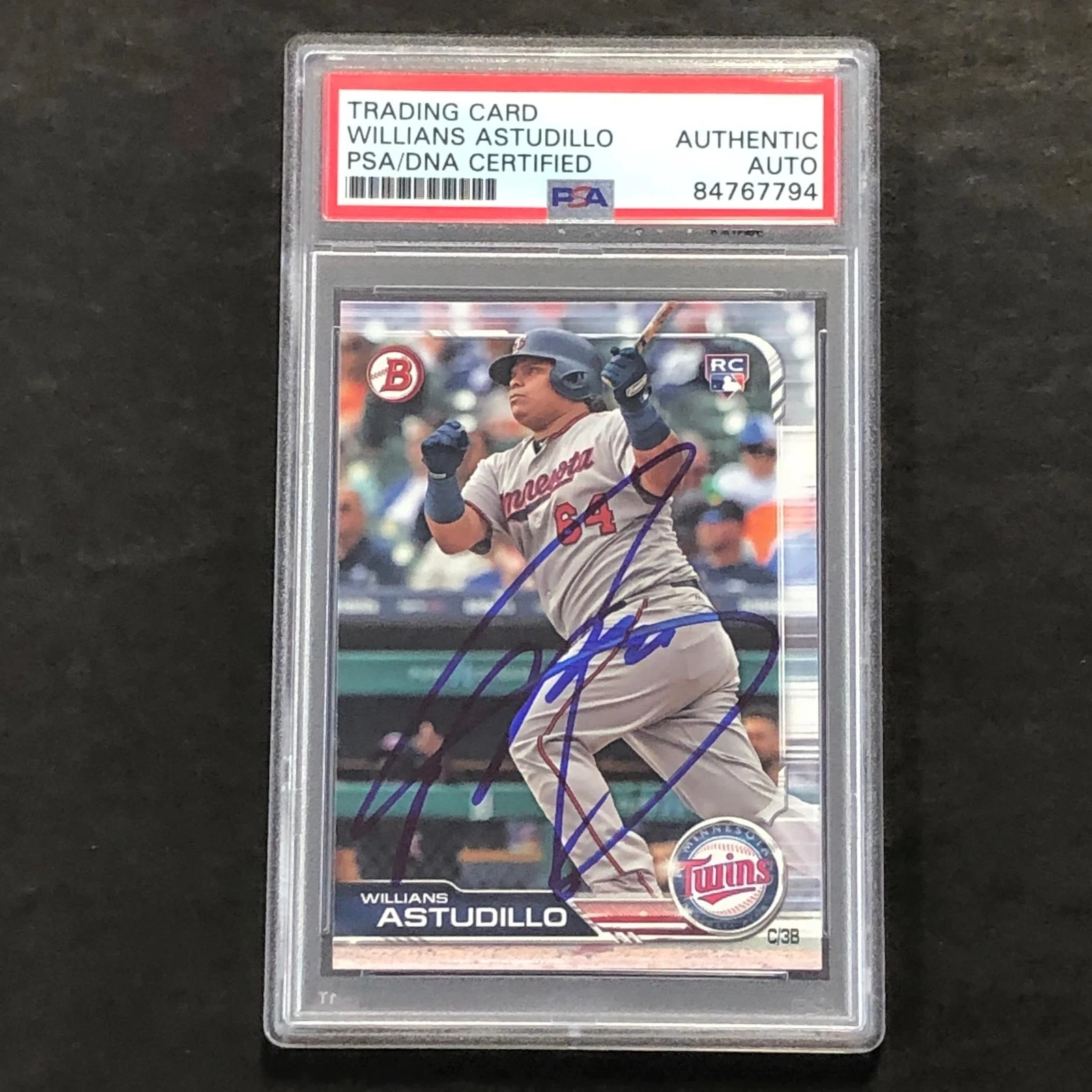 2019 Bowman #24 Willians Astudillo Signed Card PSA Slabbed Auto Twins