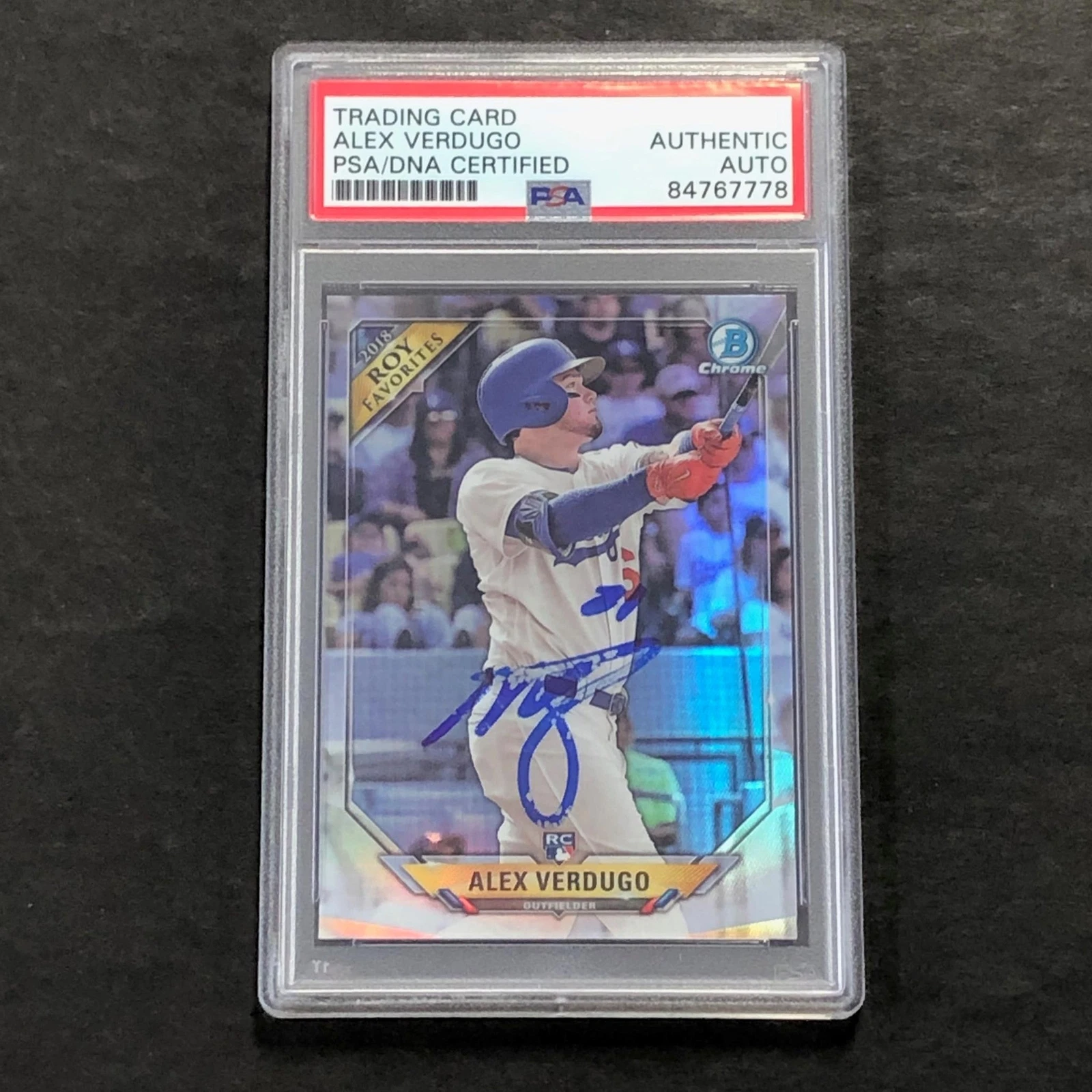 2018 BOWMAN CHROME #ROYF-AV Alex Verdugo signed card PSA Slabbed Auto Dodgers
