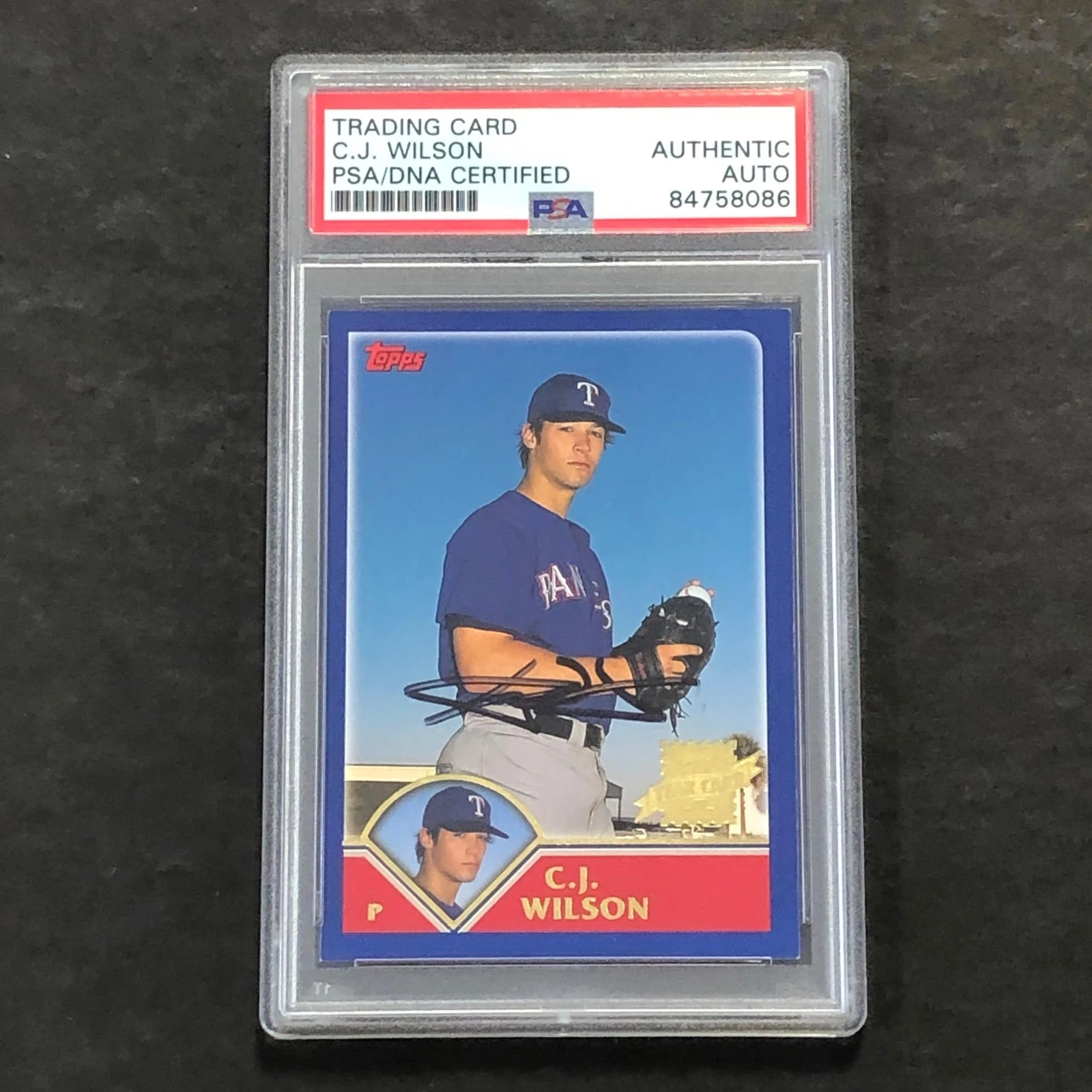 2003 Topps #313 C.J. Wilson Signed Card AUTO PSA Slabbed Rangers