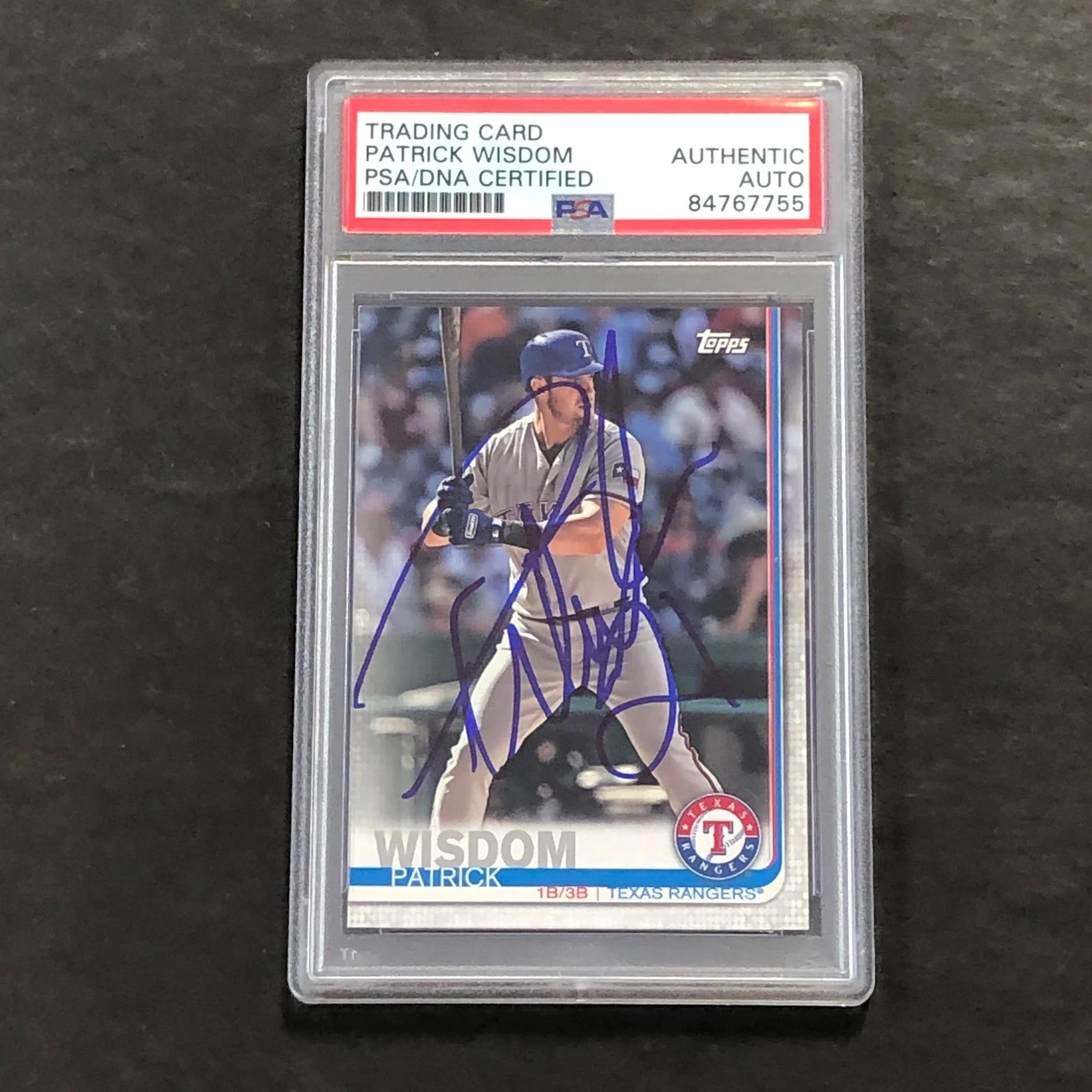 2019 Topps Team Edition #TR-5 Patrick Wisdom Signed Card AUTO PSA Slabbed Ranger