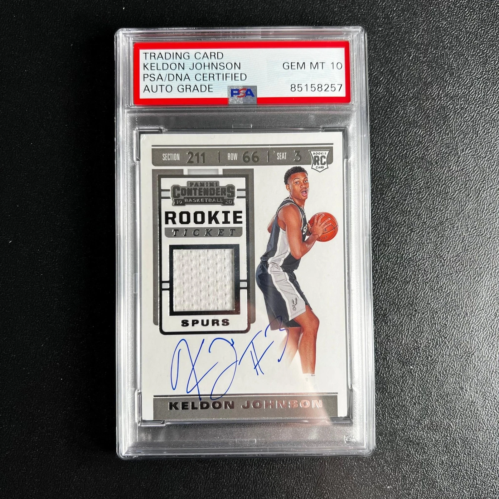 2019-20 Panini Contenders #RTS-KJN Keldon Johnson Signed Card Auto 10 PSA Slabbe