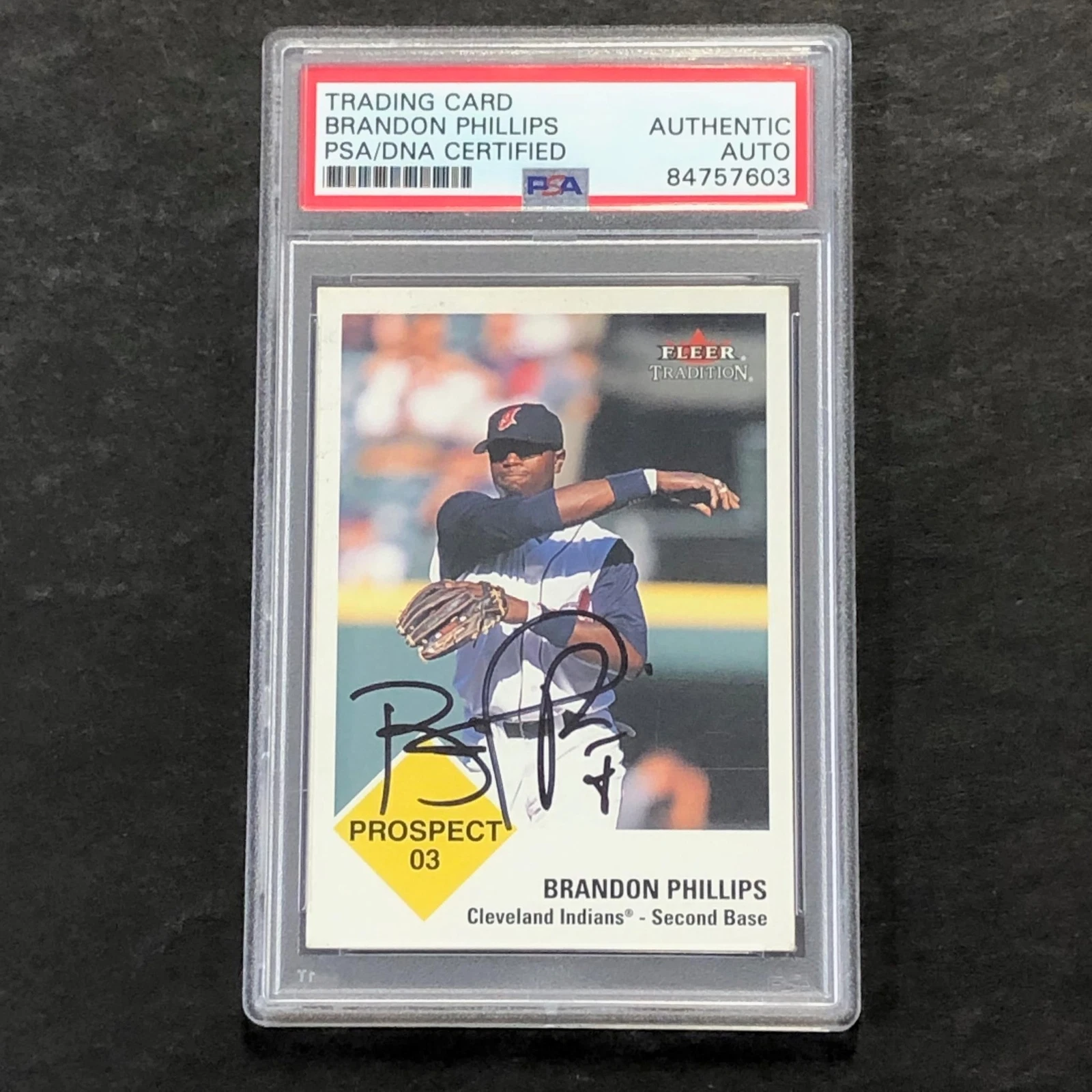 2003 Fleer Tradition #426 Brandon Phillips Signed Card PSA Slabbed Auto Clevelan