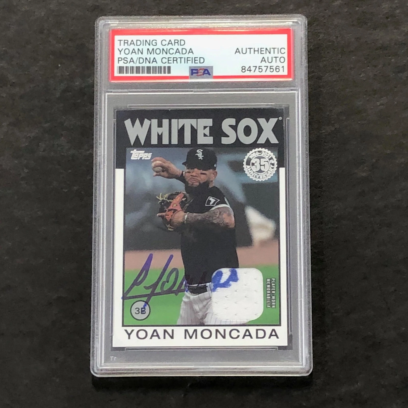 2021 Topps 1986 Relics #86R-YM Yoan Moncada Signed Card PSA Slabbed Auto White S