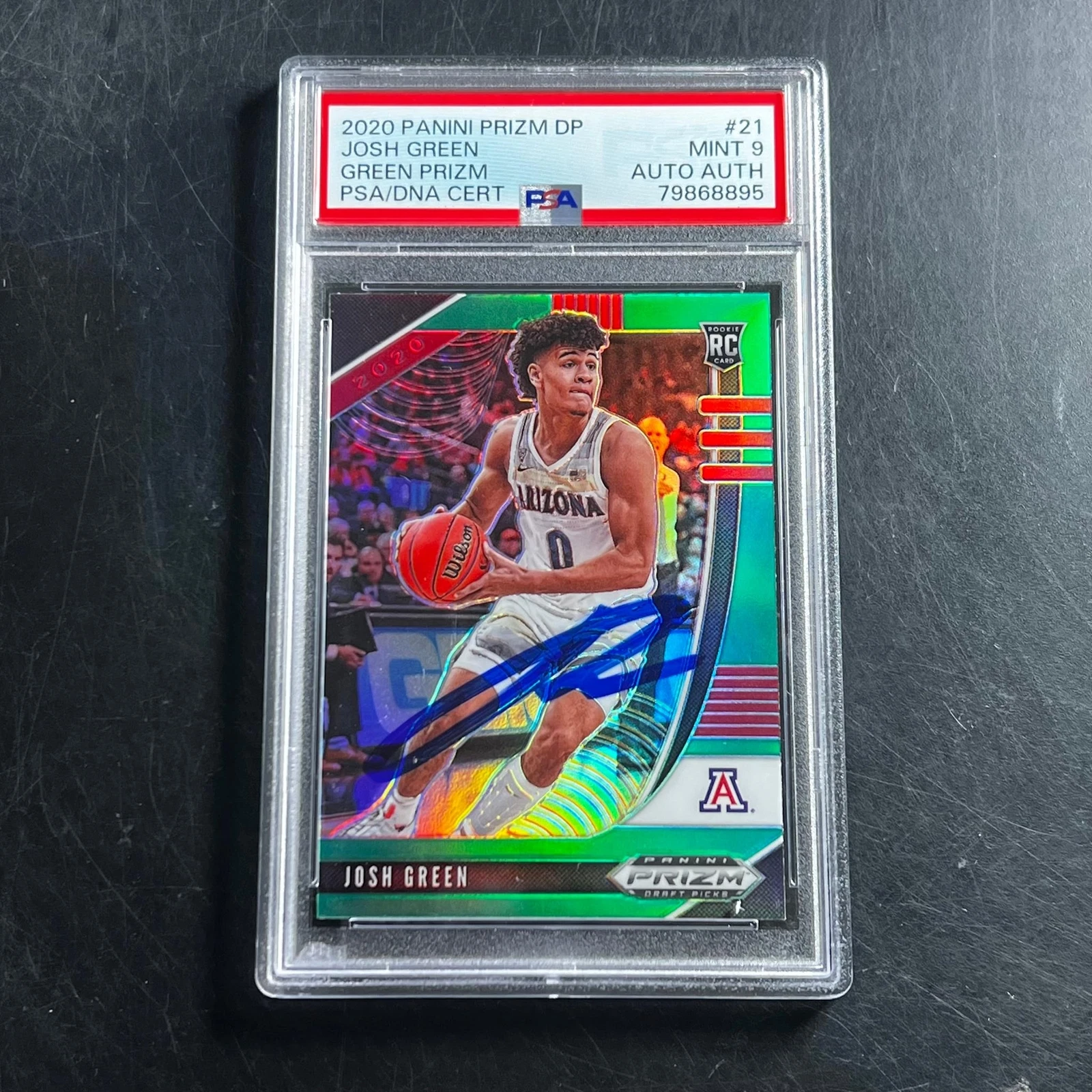 2020-21 Panini Prizm DP Green Prizm #21 Josh Green Signed Card PSA 9 Slabbed RC
