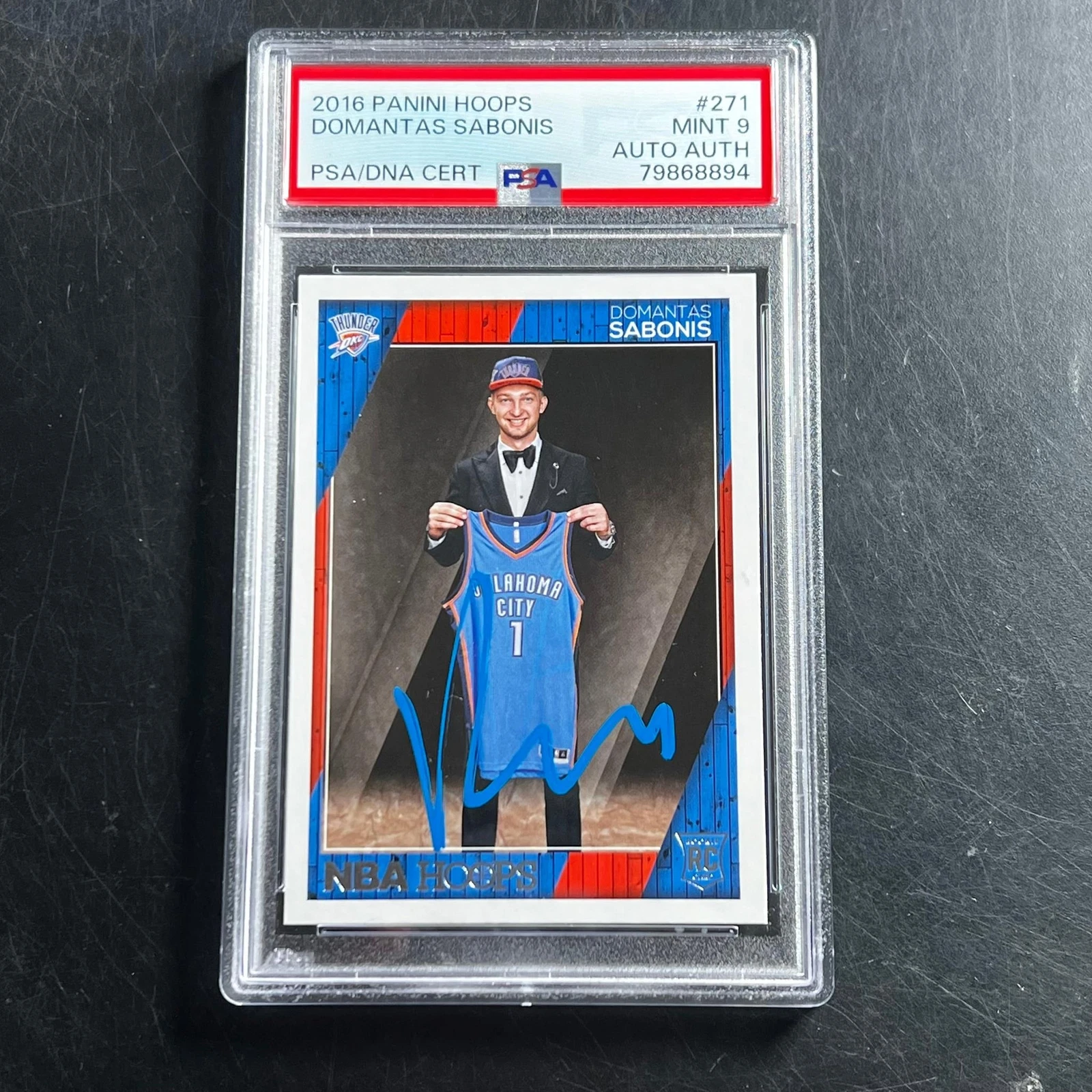 2016-17 NBA HOOPS #271 DOMANTAS SABONIS Signed Card AUTO Authentic MINT 9 PSA Sl