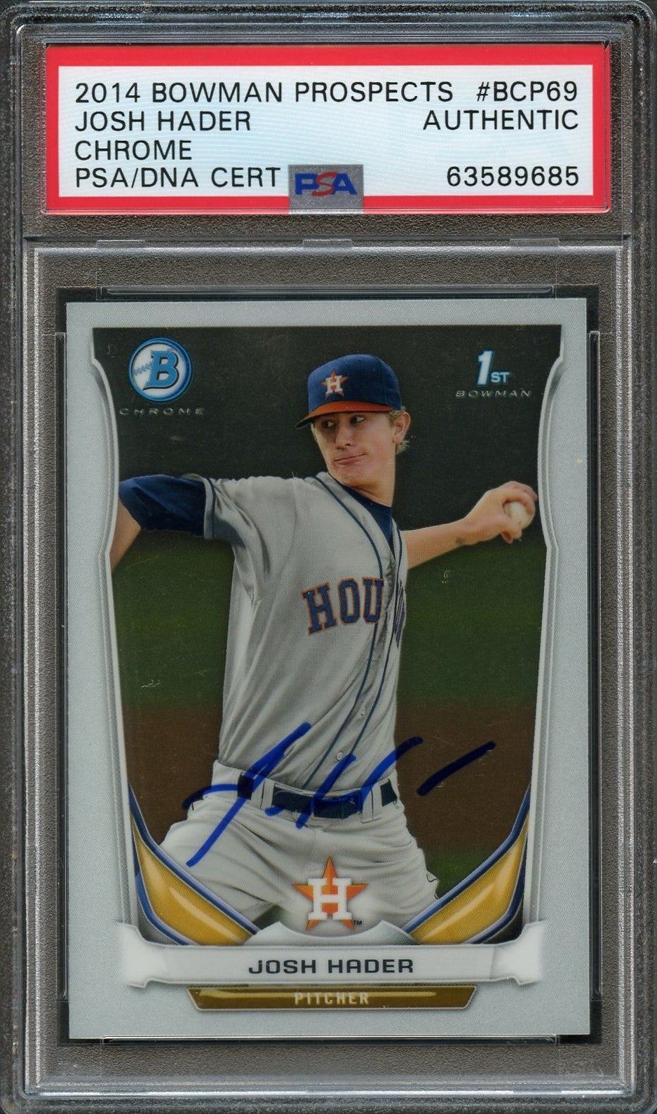 2014 Bowman Chrome #BCP69 Josh Hader Signed Card PSA Slabbed Auto Astros