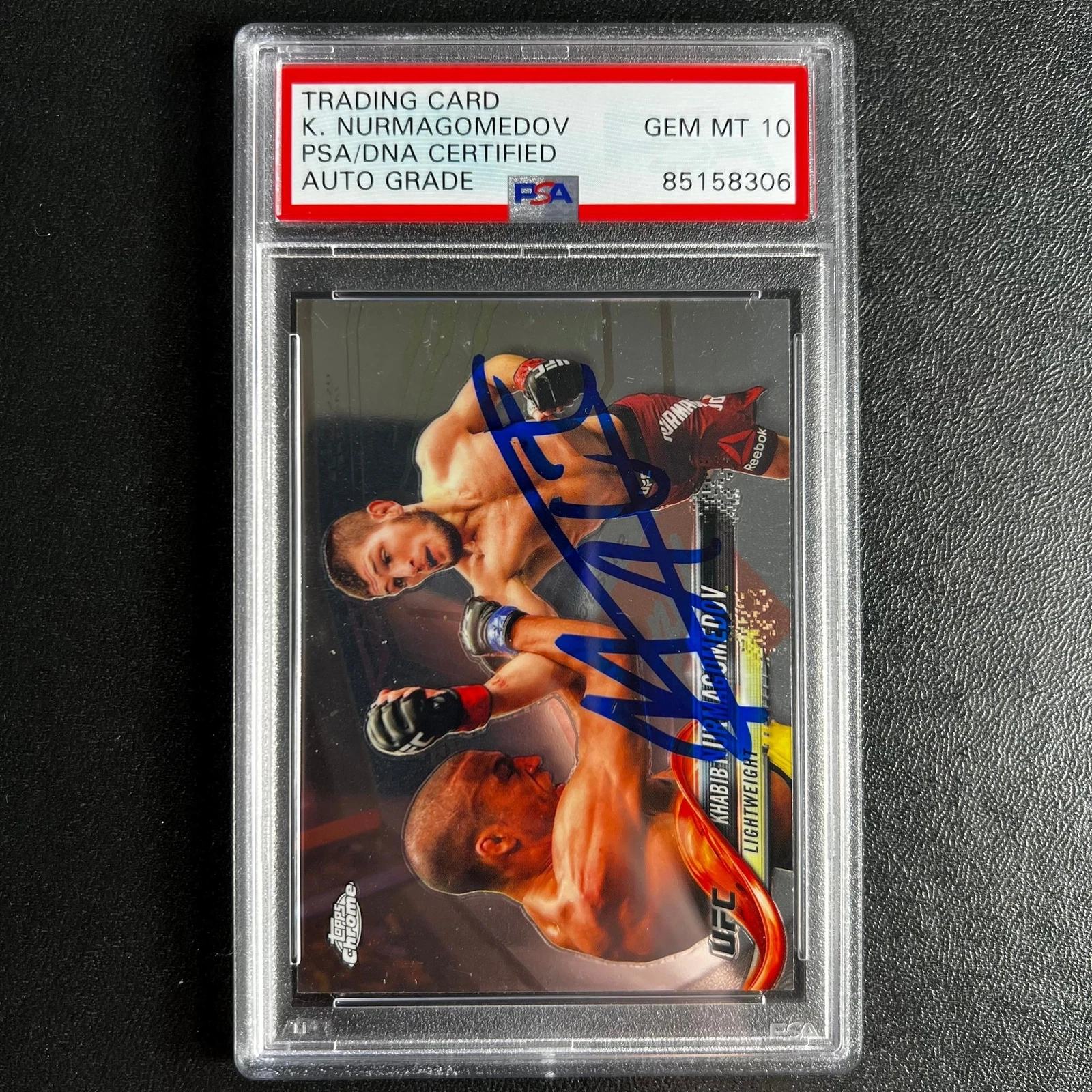 2019 UFC Topps Chrome #15 Khabib Nurmagomedov Signed Card AUTO 10 PSA Slabbed