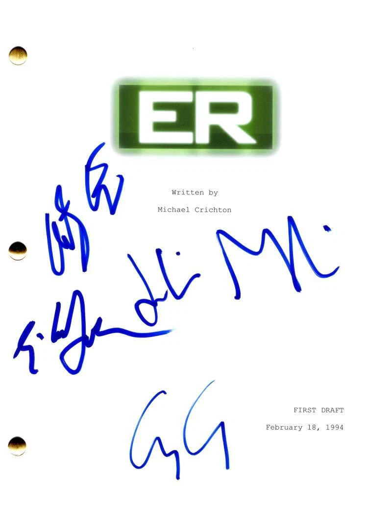 ER Cast Signed Autograph Pilot Script Screenplay - George Clooney, Edwards +2