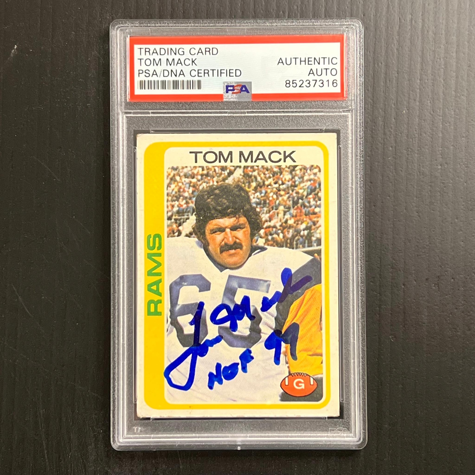 1978 TOPPS #80 TOM MACK SIGNED CARD PSA SLABBED AUTO RAMS COLLECTIBLE MEMORABILIA