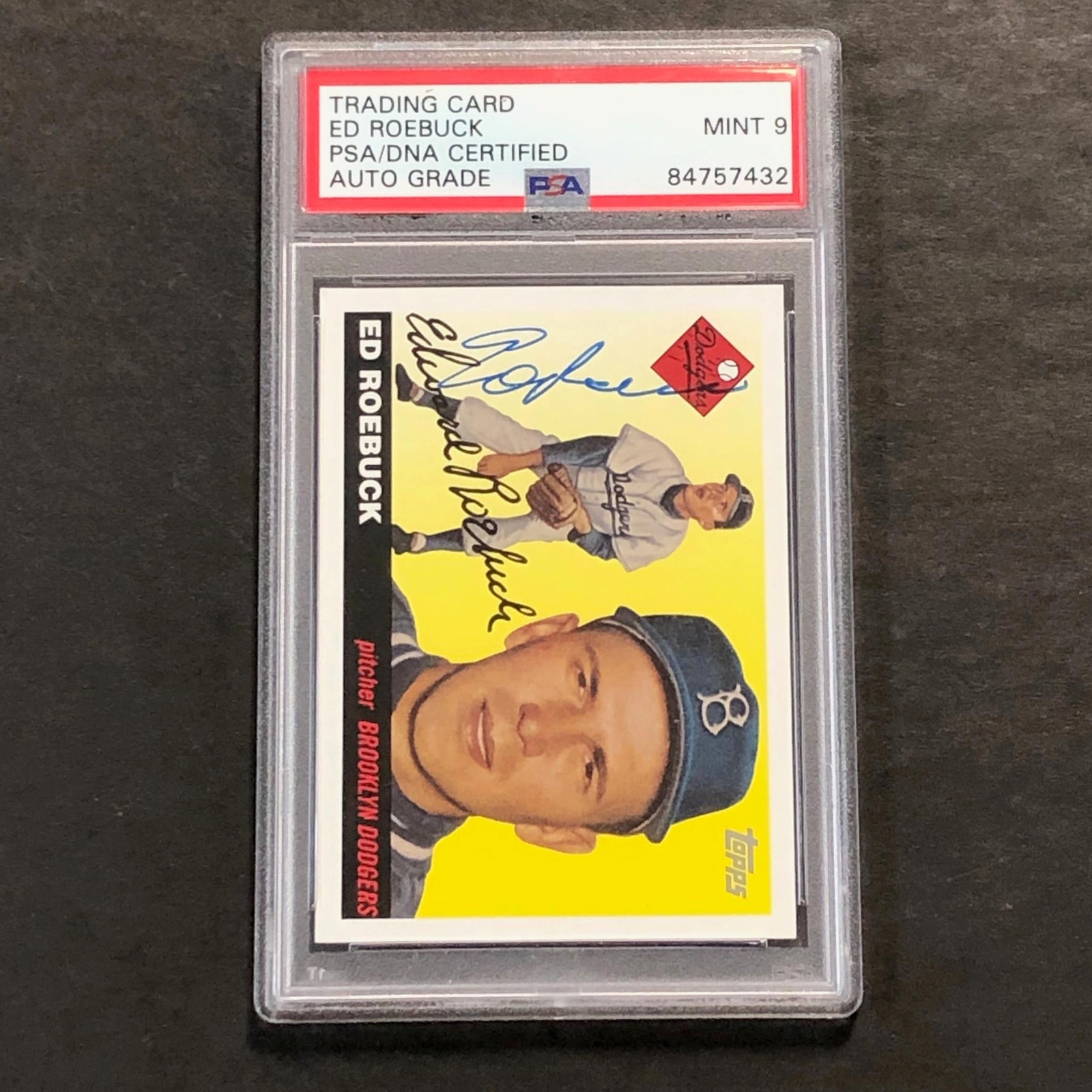 1932 TOPPS #DB-ER ED ROEBUCK SIGNED CARD PSA SLABBED AUTO DODGERS COLLECTIBLE MEMORABILIA