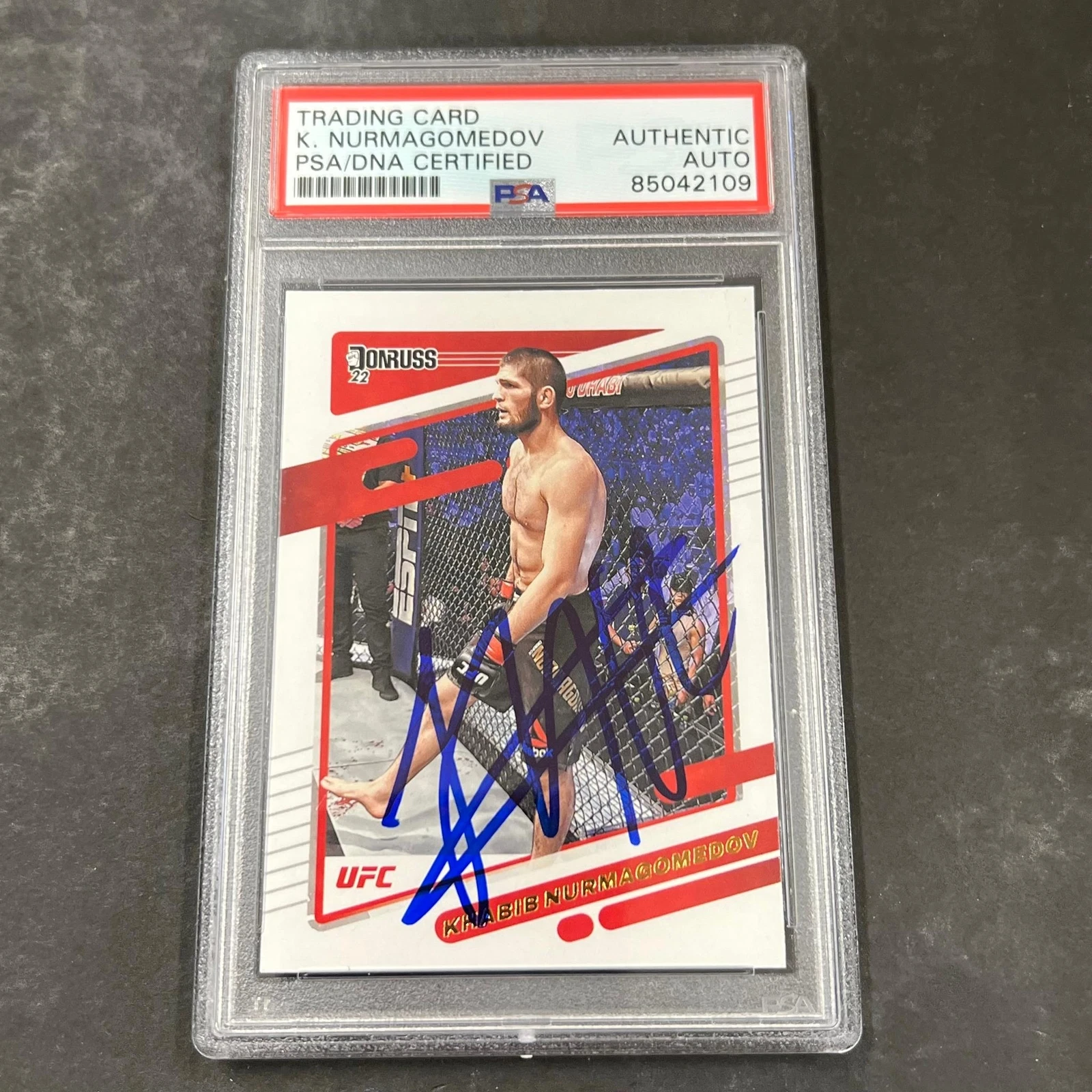 2022 Panini Donruss #4 Khabib Nurmagomedov Signed Card PSA Slabbed