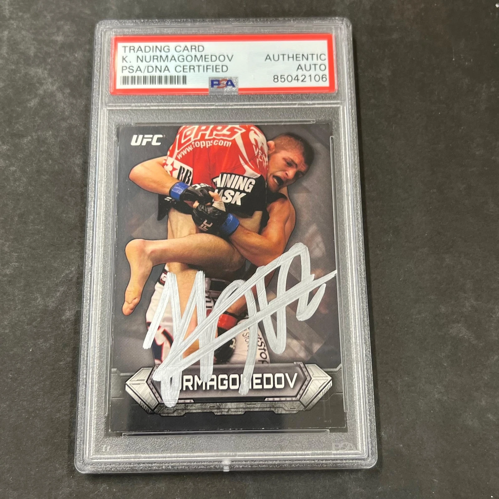 2014 Topps #79 Khabib Nurmagomedov Signed Card PSA Slabbed