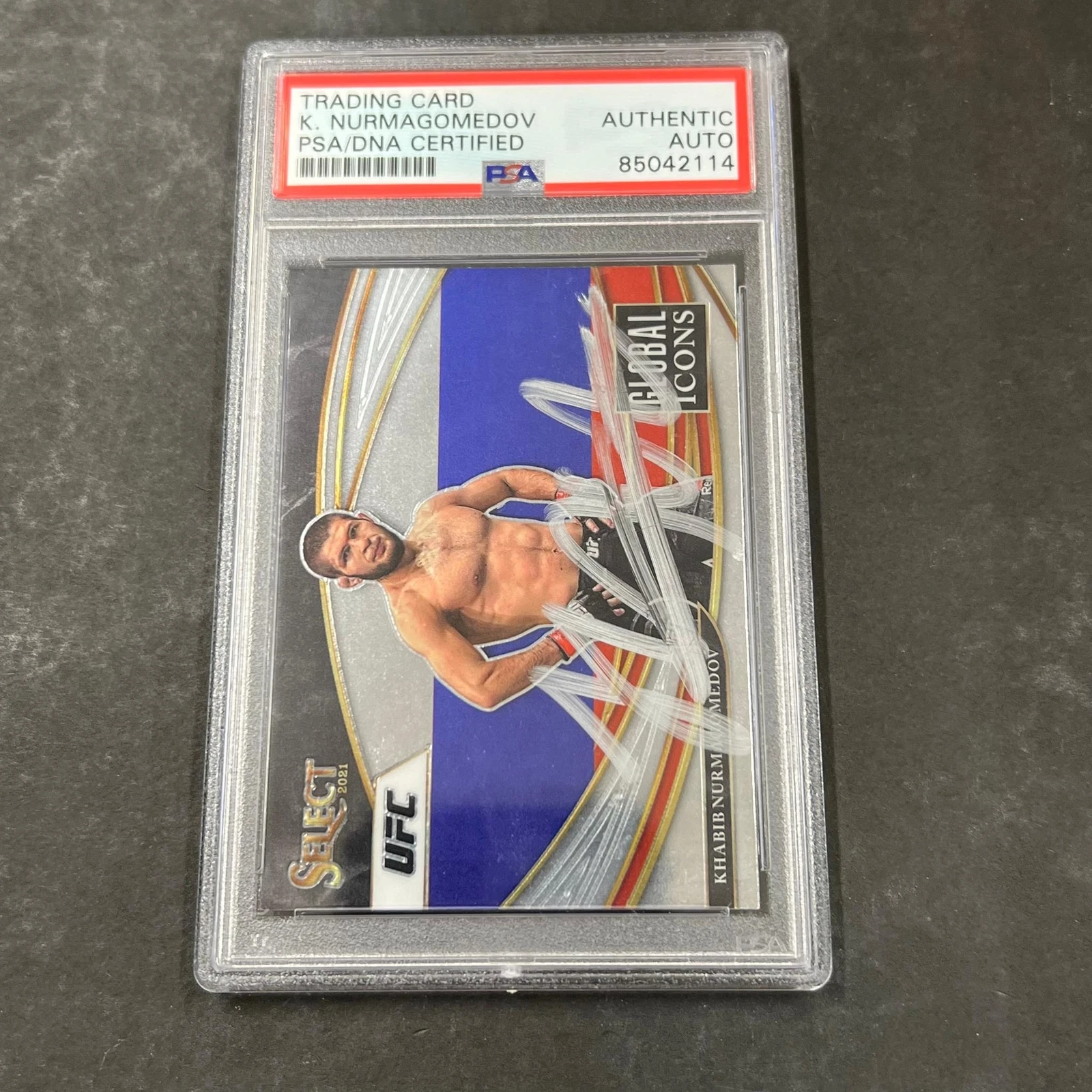 2021 Panini Select #19 Khabib Nurmagomedov Signed Card PSA Slabbed