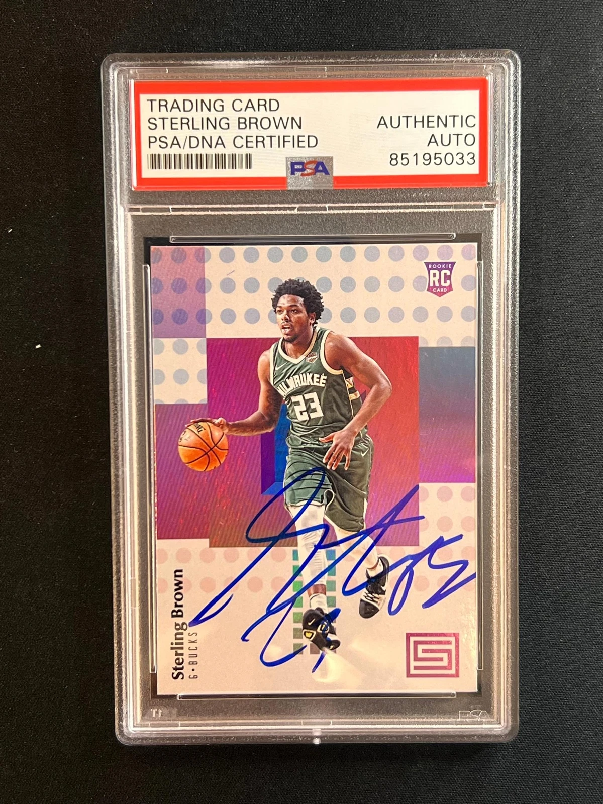 2017-18 Panini Status #123 Sterling Brown Signed Card AUTO PSA/DNA Slabbed Buck