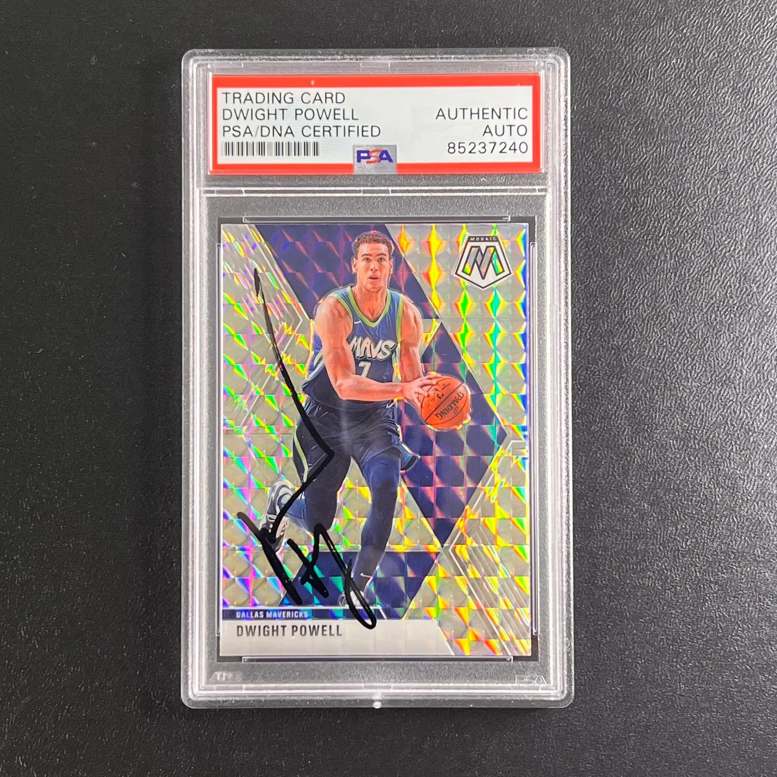 2019-20 Panini Mosaic #74 Dwight Powell Card AUTO PSA Slabbed Mavericks