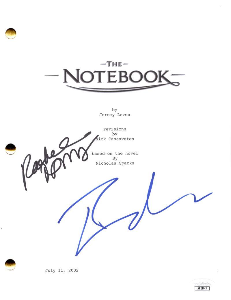 Ryan Gosling & Rachel McAdams Signed Autograph The Notebook Movie Script JSA COA
