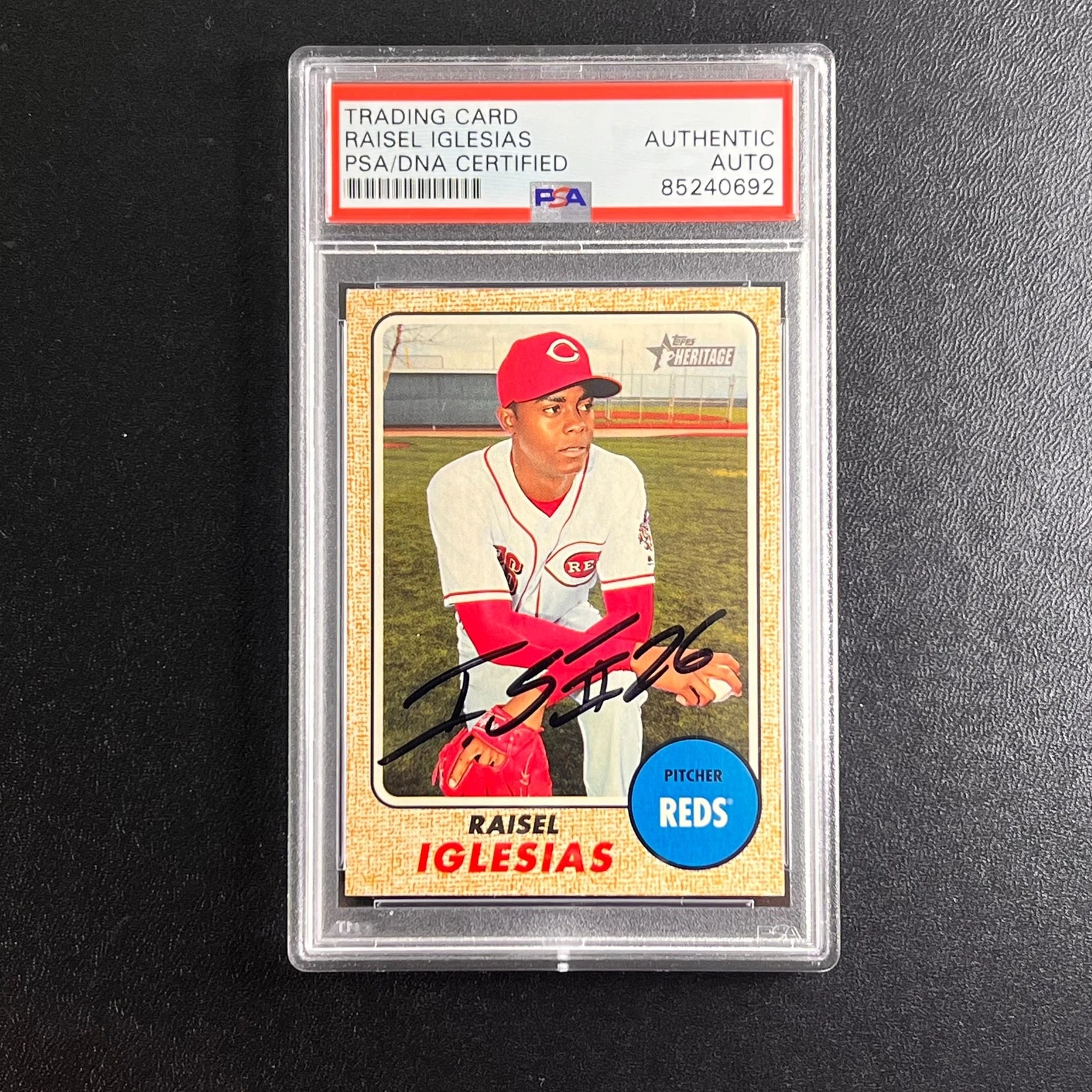 2017 Topps #619 Raisel Iglesias Signed Card PSA Slabbed Auto Reds