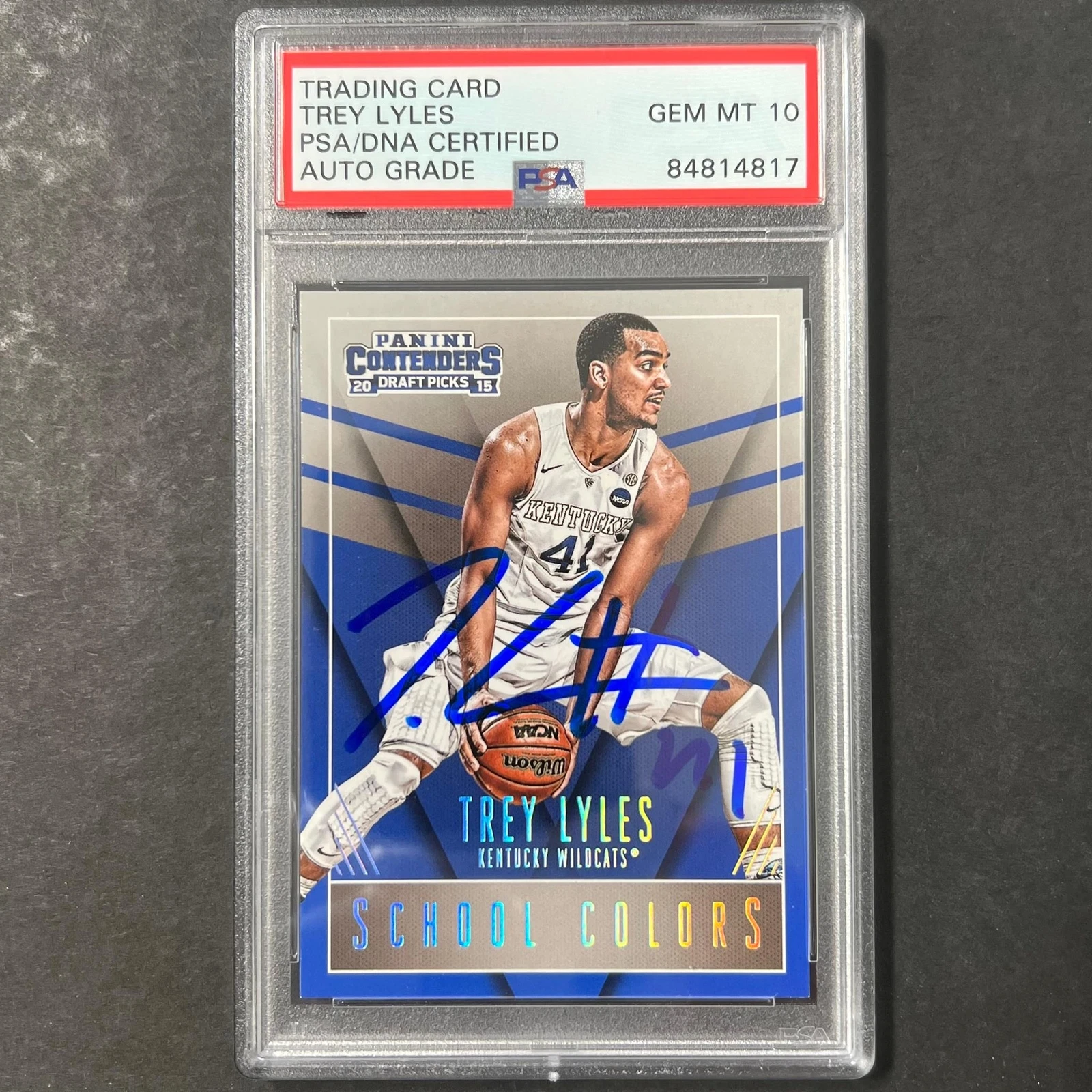 2014-2015 Panini Contenders Draft Picks #46 Trey Lyles Signed AUTO 10 PSA Slabbe
