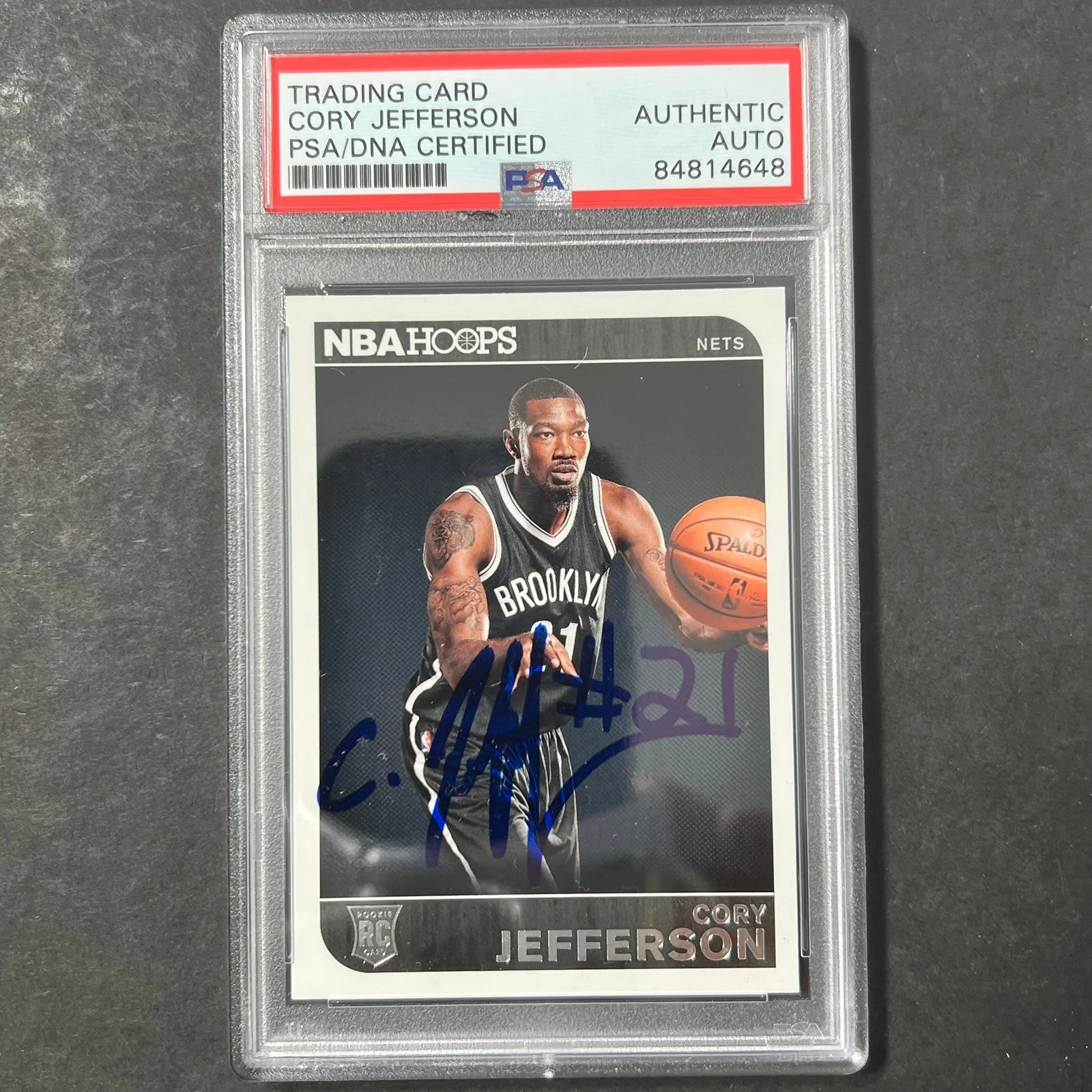 2014-15 Panini NBA Hoops #291 Cory Jefferson Signed Card AUTO PSA Slabbed Nets
