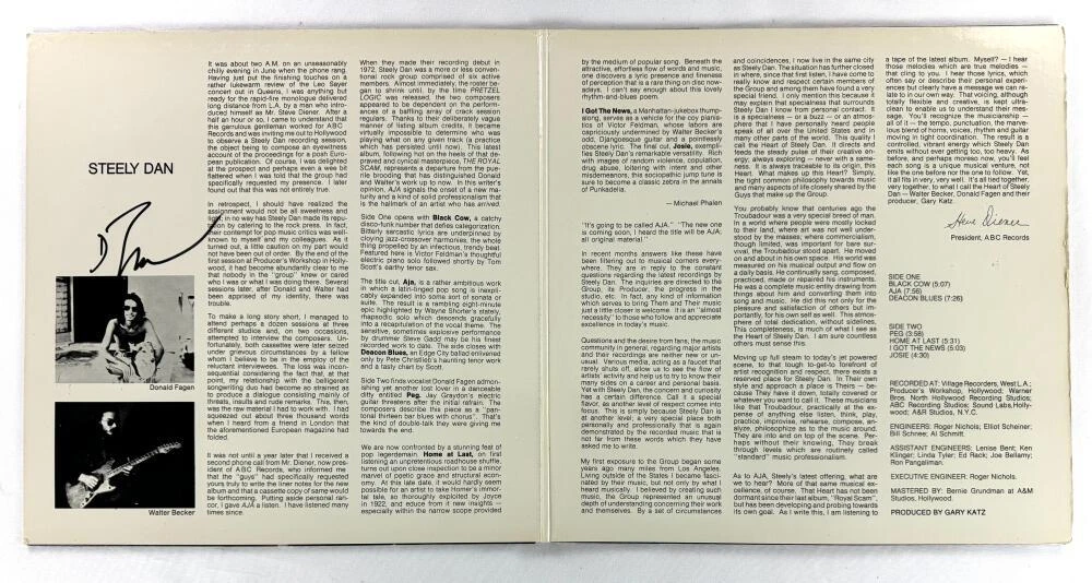 Donald Fagen Steely Dan Signed Autograph Album Vinyl Record LP - Aja w/ Beckett