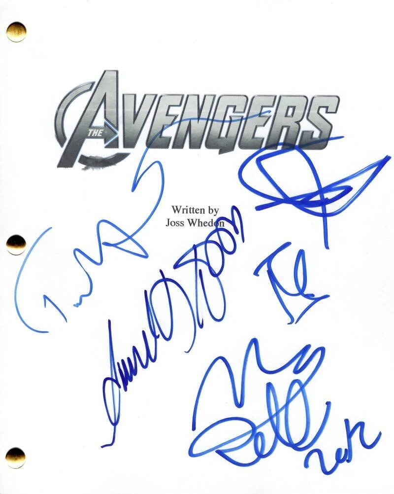 Robert Downey Mark Ruffalo Sam Jackson +2 Signed Autograph The Avengers Script