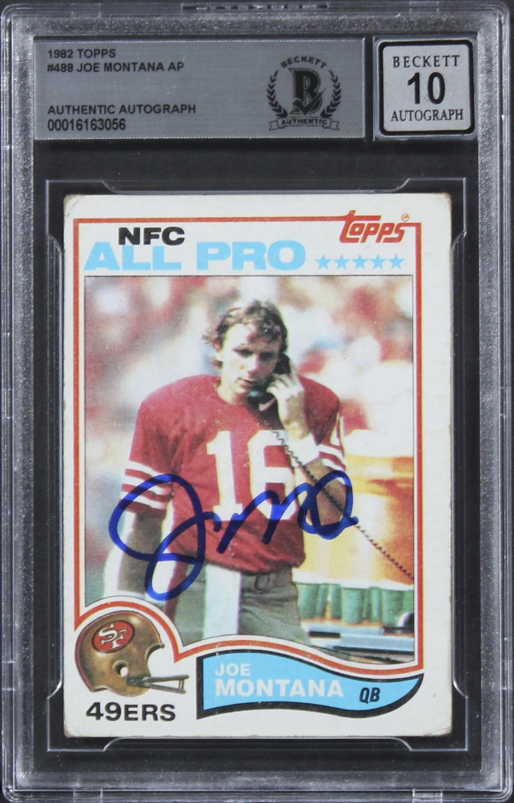 49ERS JOE MONTANA AUTHENTIC SIGNED 1982 TOPPS #488 CARD AUTO 10! BAS SLABBED 2 COLLECTIBLE MEMORABILIA