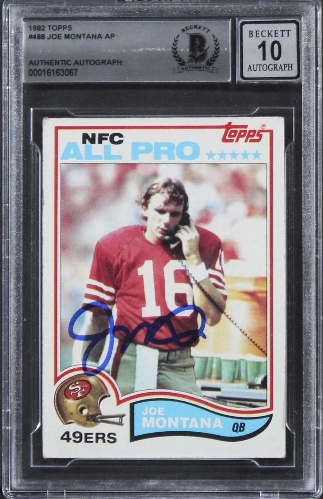 49ERS JOE MONTANA AUTHENTIC SIGNED 1982 TOPPS #488 CARD AUTO 10! BAS SLABBED 4 COLLECTIBLE MEMORABILIA