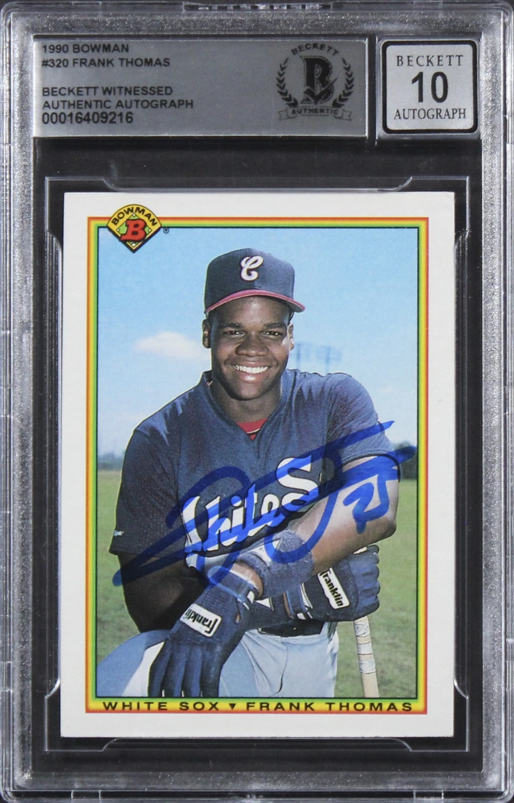 WHITE SOX FRANK THOMAS SIGNED 1990 BOWMAN #320 ROOKIE CARD AUTO 10! BAS SLABBED COLLECTIBLE MEMORABILIA