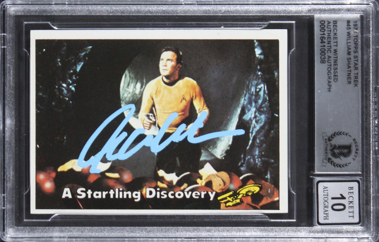 William Shatner Star Trek Signed 1976 Topps Star Trek #45 Card Auto 10! BAS Slab