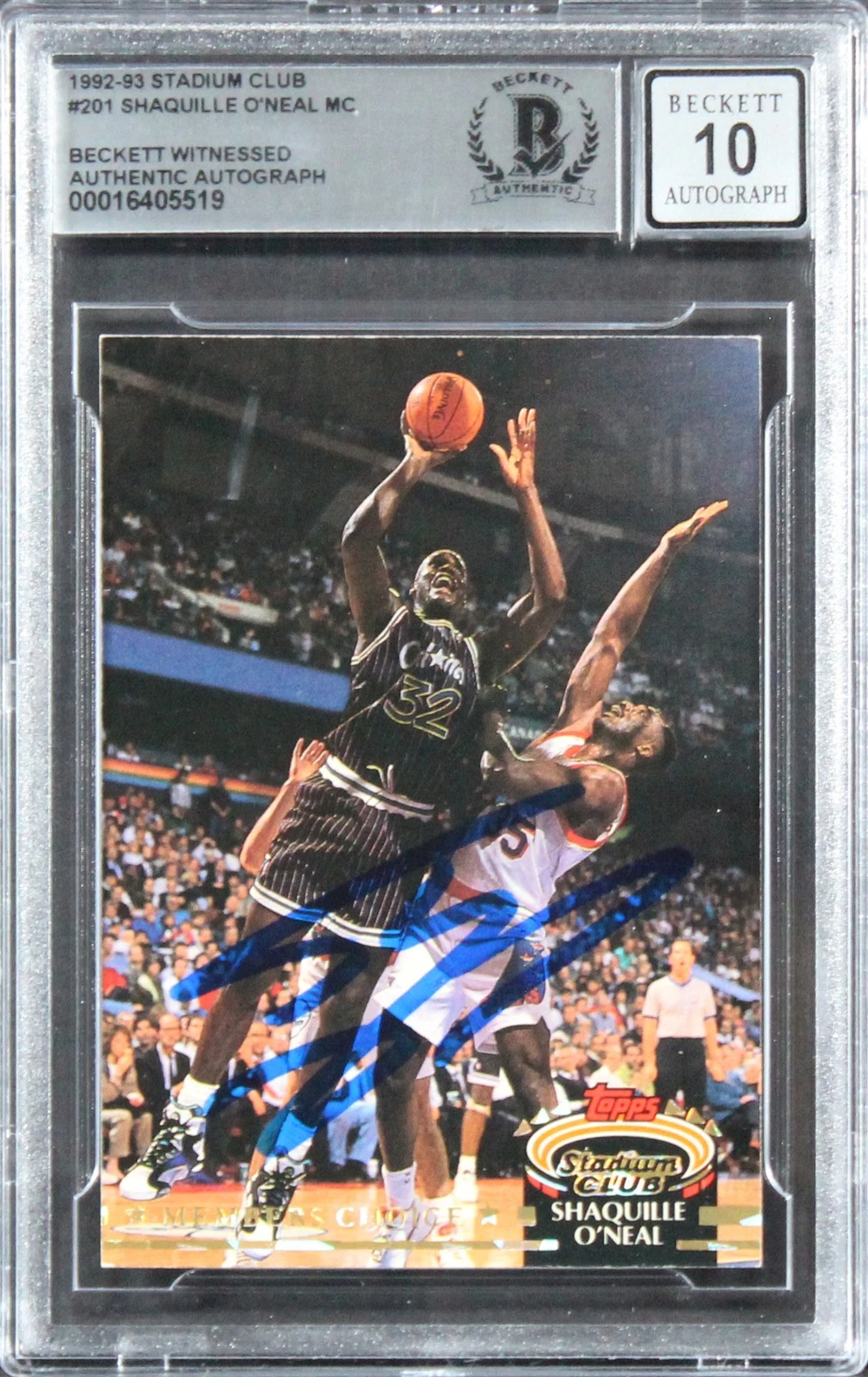 Magic Shaquille O'Neal Signed 1992 Stadium Club #201 RC Card Auto 10! BAS Slab 2
